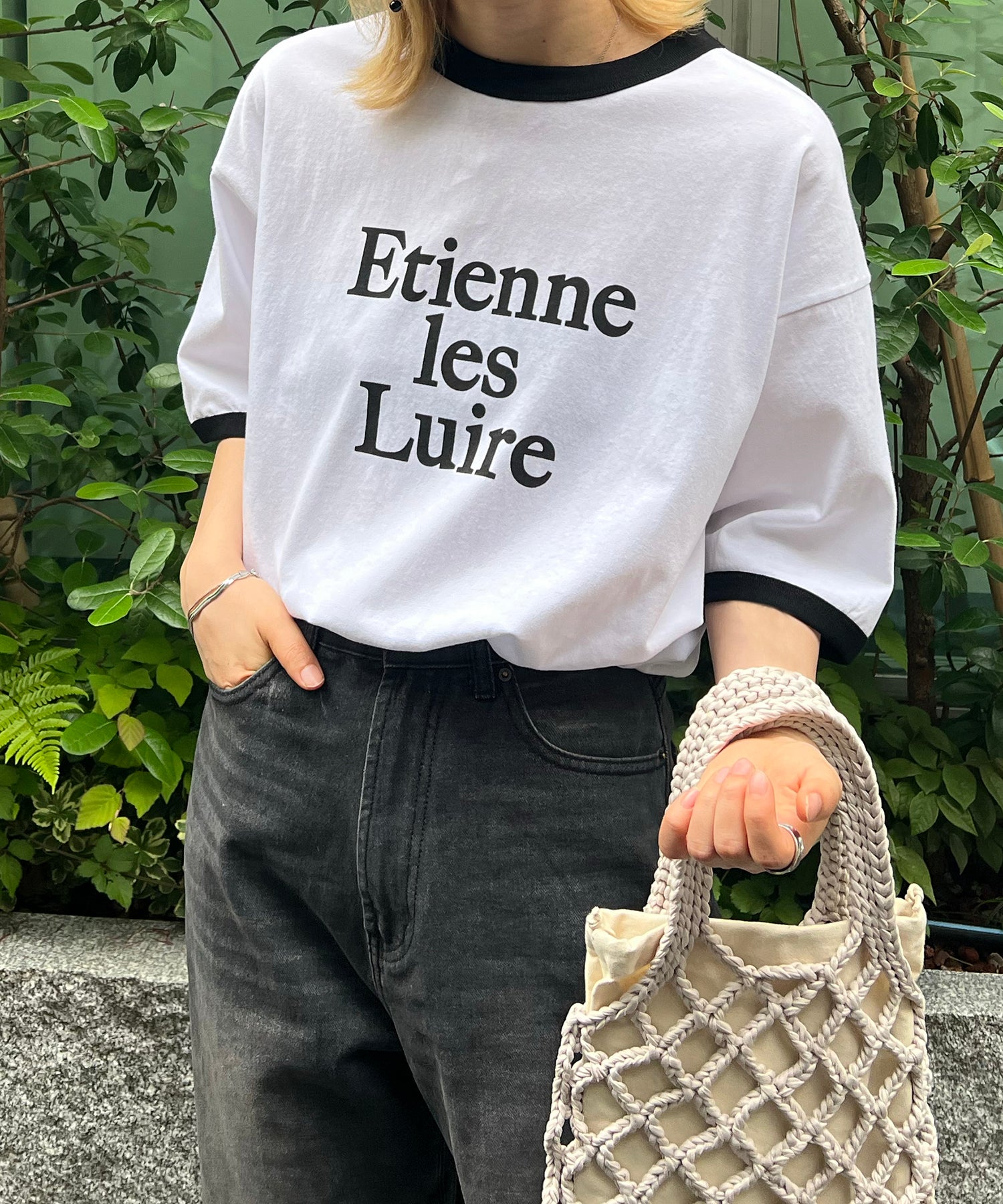 フロントプリント ビッグシルエット半袖リンガーTシャツ 2023SS