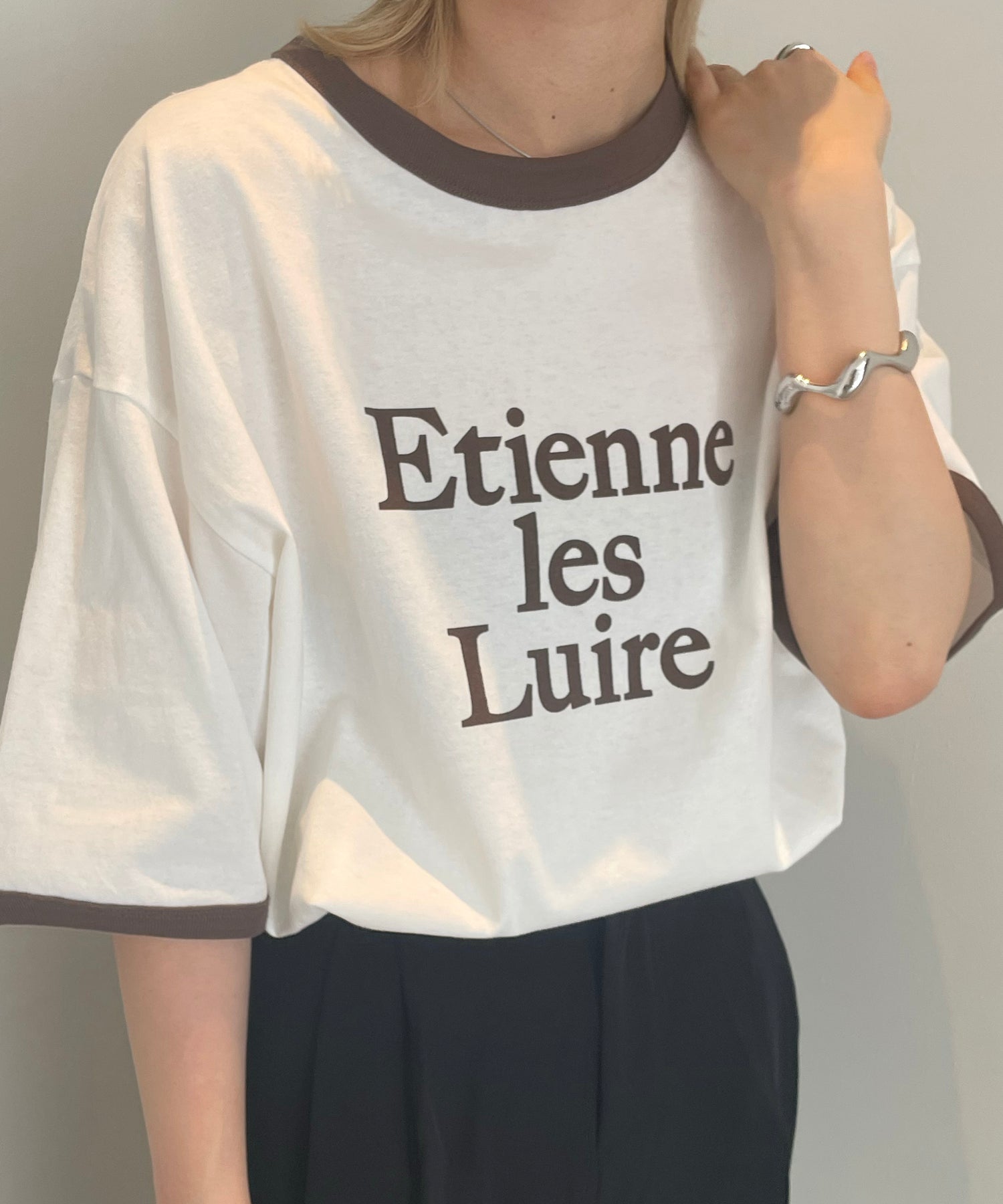 フロントプリント ビッグシルエット半袖リンガーTシャツ 2023SS