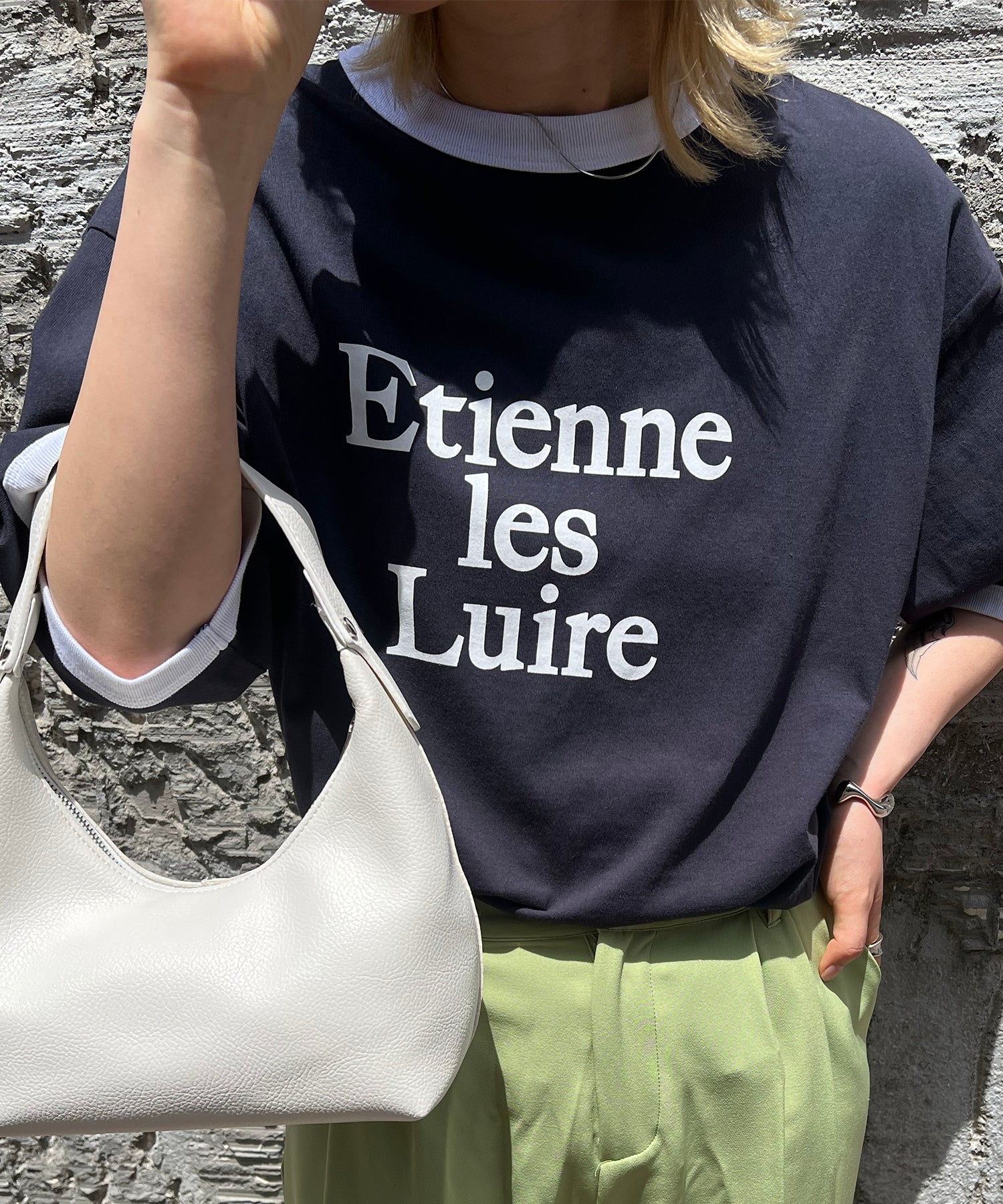 フロントプリント ビッグシルエット半袖リンガーTシャツ 2023SS