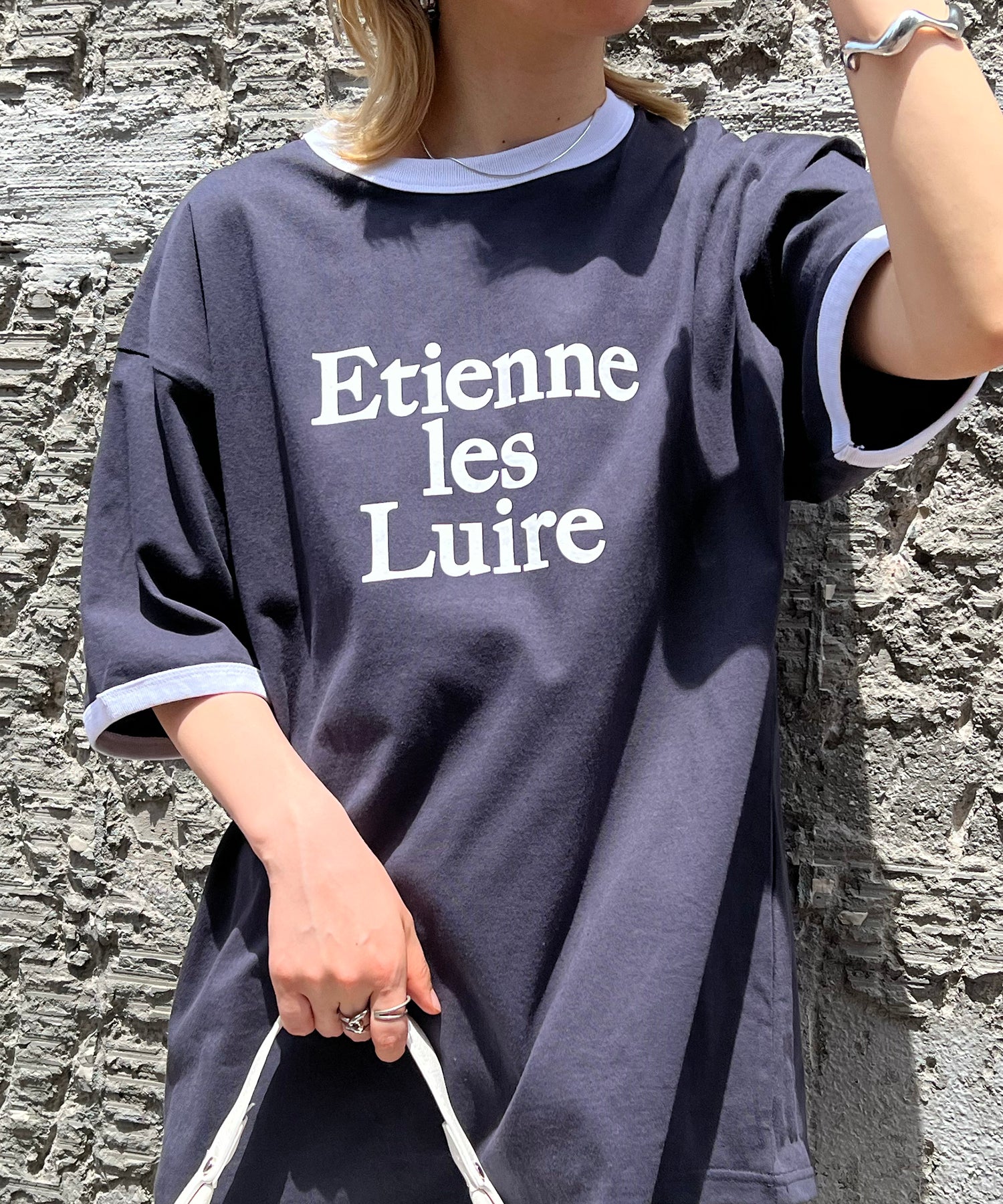 フロントプリント ビッグシルエット半袖リンガーTシャツ 2023SS