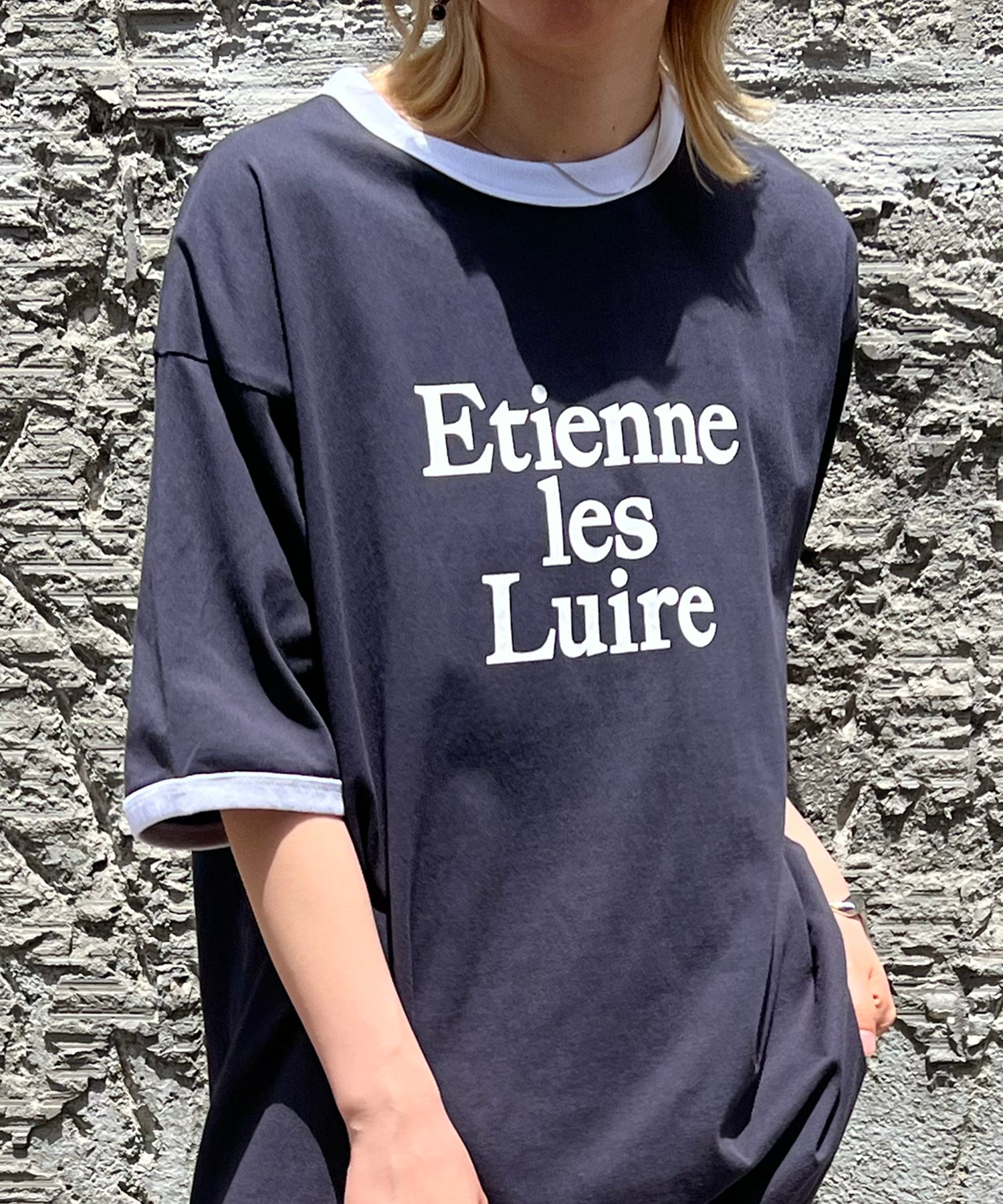 フロントプリント ビッグシルエット半袖リンガーTシャツ 2023SS