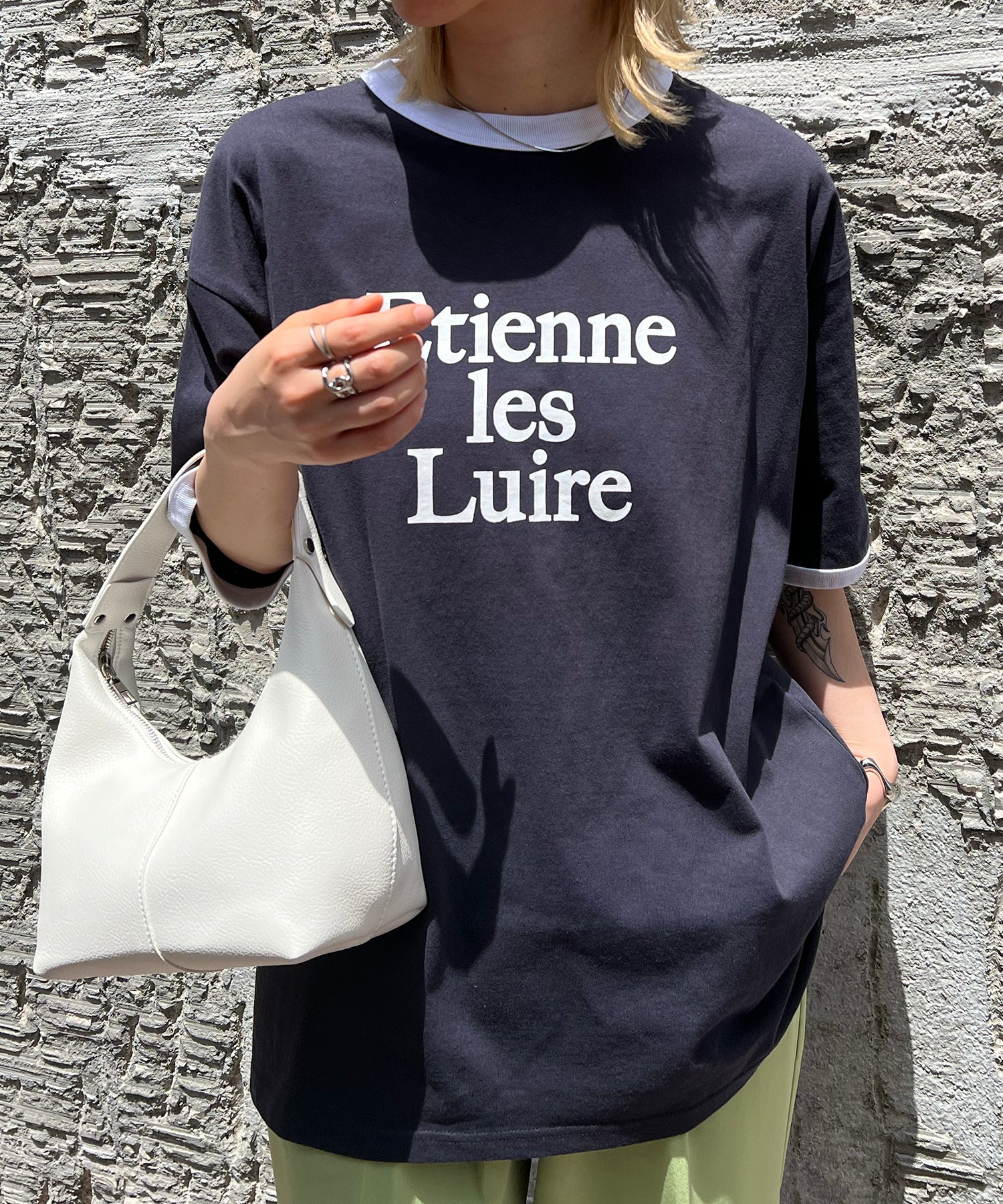 フロントプリント ビッグシルエット半袖リンガーTシャツ 2023SS