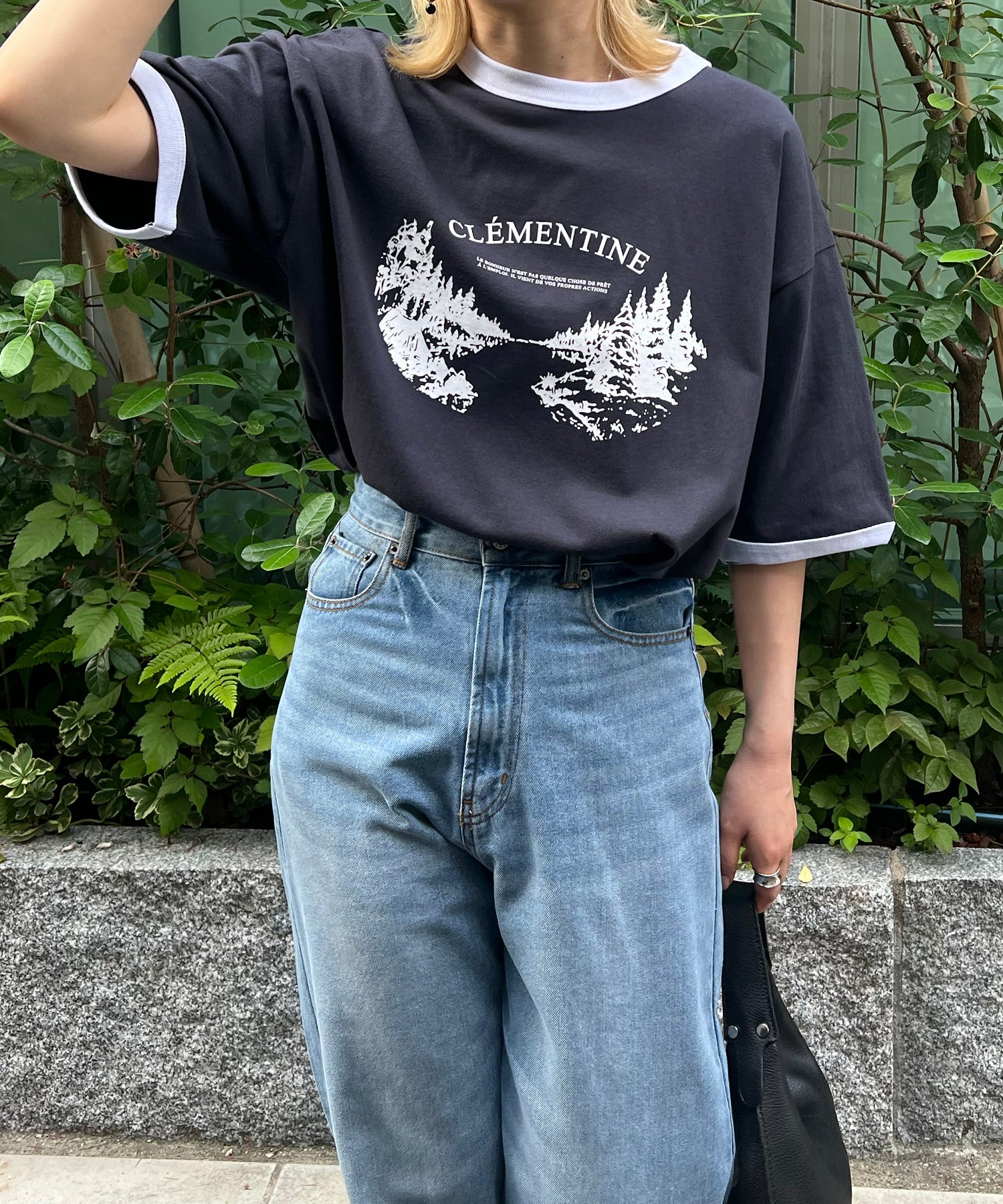 フロントプリント ビッグシルエット半袖リンガーTシャツ 2023SS