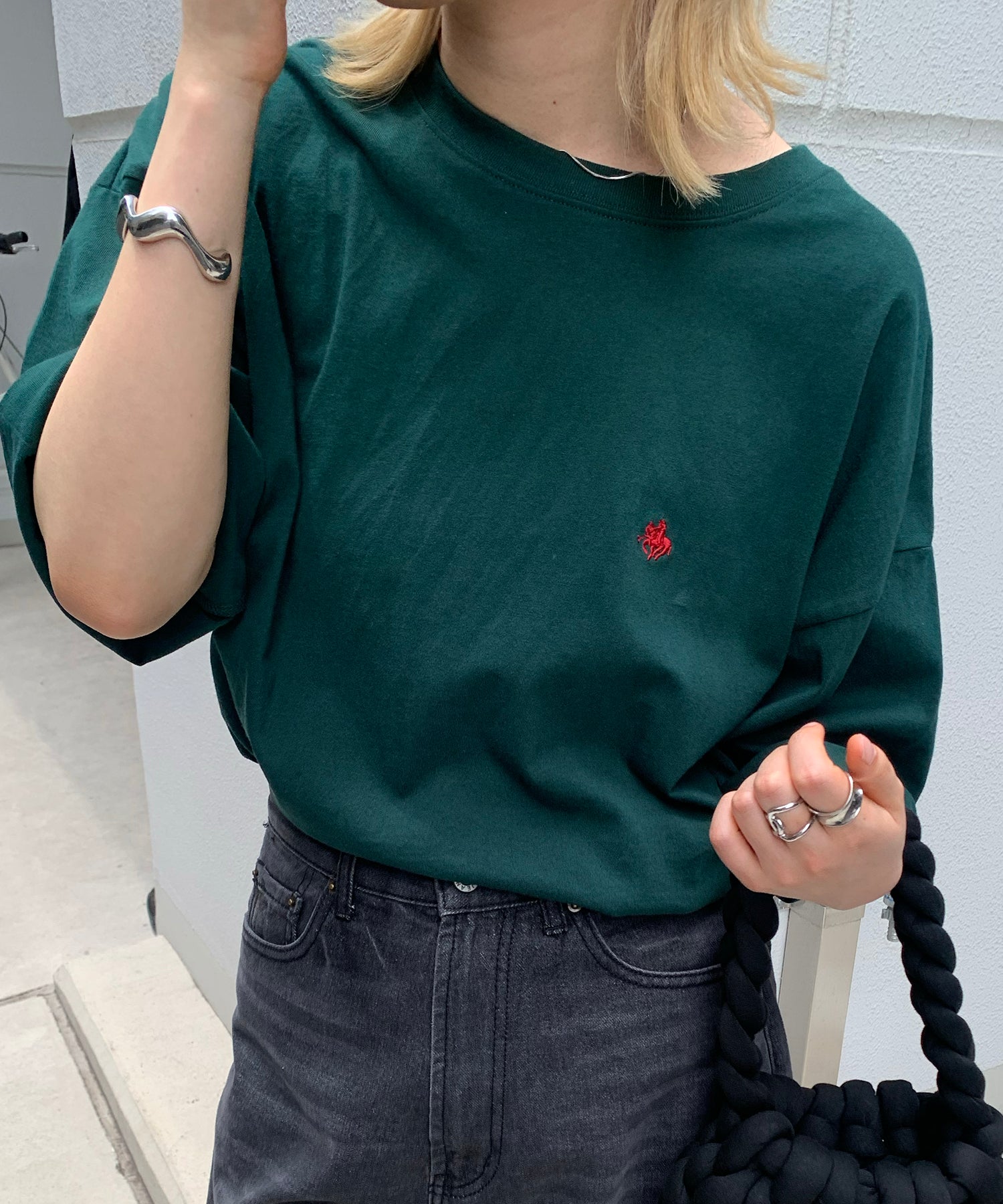 【POLO BCS】別注 ワンポイント刺繍 ベーシック  ビッグシルエット半袖Tシャツ