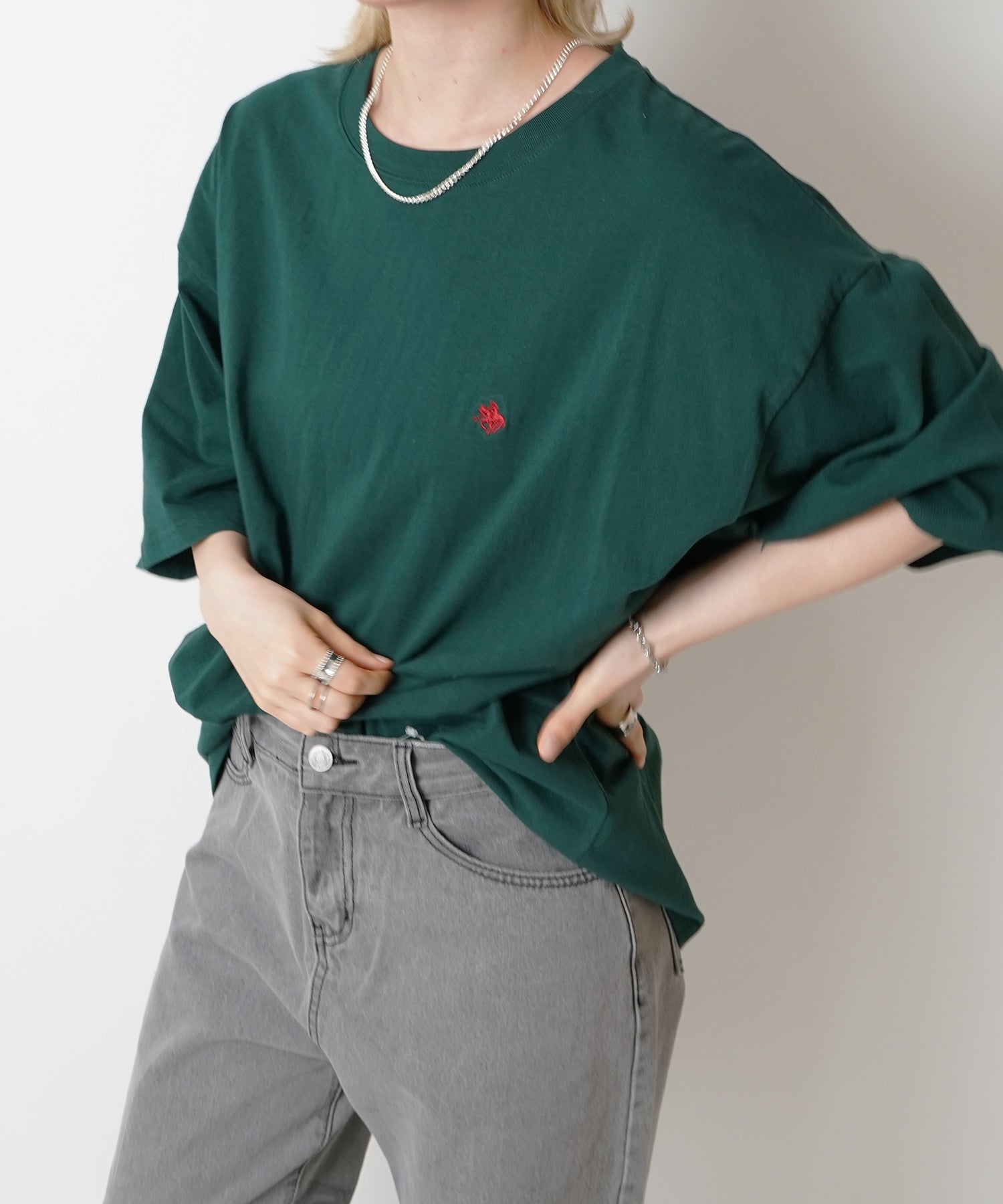 【POLO BCS】別注 ワンポイント刺繍 ベーシック  ビッグシルエット半袖Tシャツ