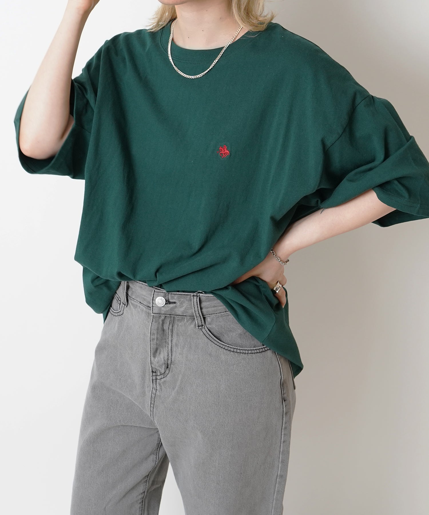 【POLO BCS】別注 ワンポイント刺繍 ベーシック  ビッグシルエット半袖Tシャツ