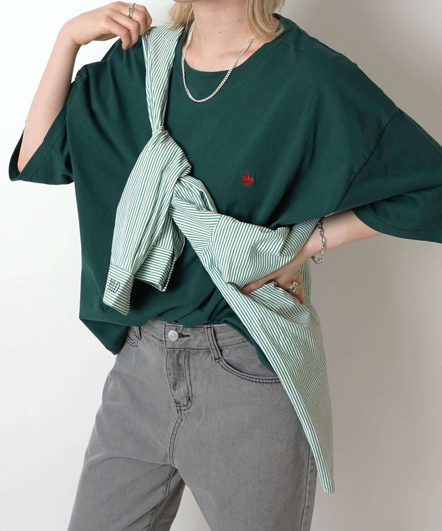 【POLO BCS】別注 ワンポイント刺繍 ベーシック  ビッグシルエット半袖Tシャツ