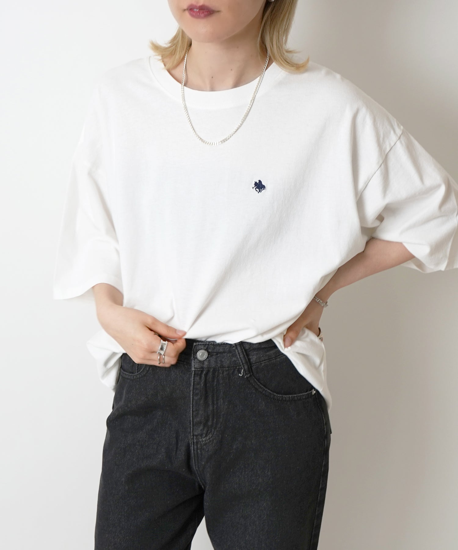 【POLO BCS】別注 ワンポイント刺繍 ピグメント加工 ビッグシルエット半袖Tシャツ