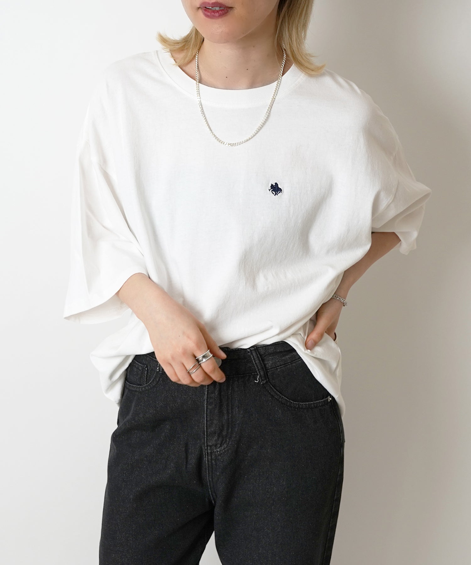 【POLO BCS】別注 ワンポイント刺繍 ピグメント加工 ビッグシルエット半袖Tシャツ