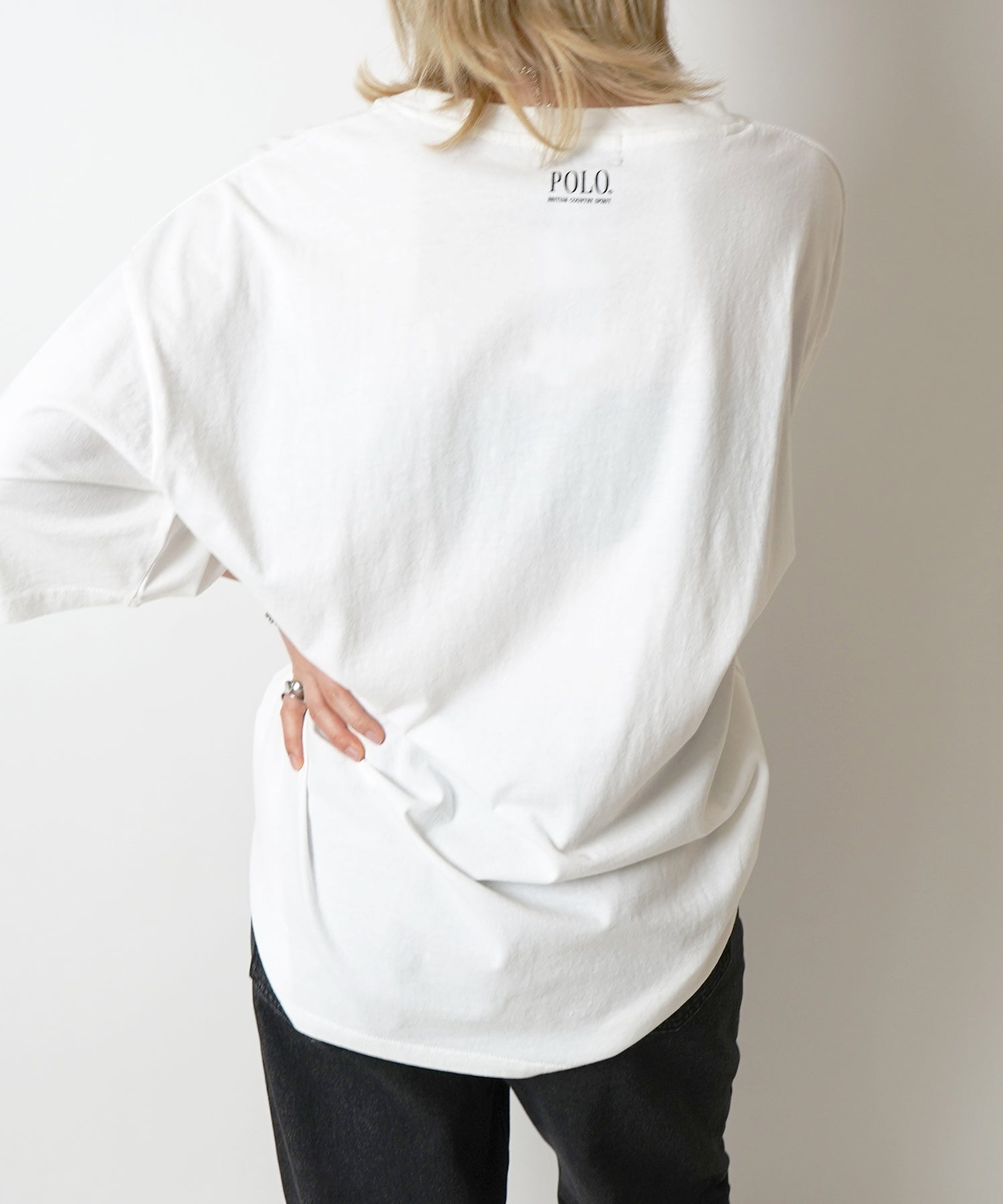 【POLO BCS】別注 ワンポイント刺繍 ピグメント加工 ビッグシルエット半袖Tシャツ