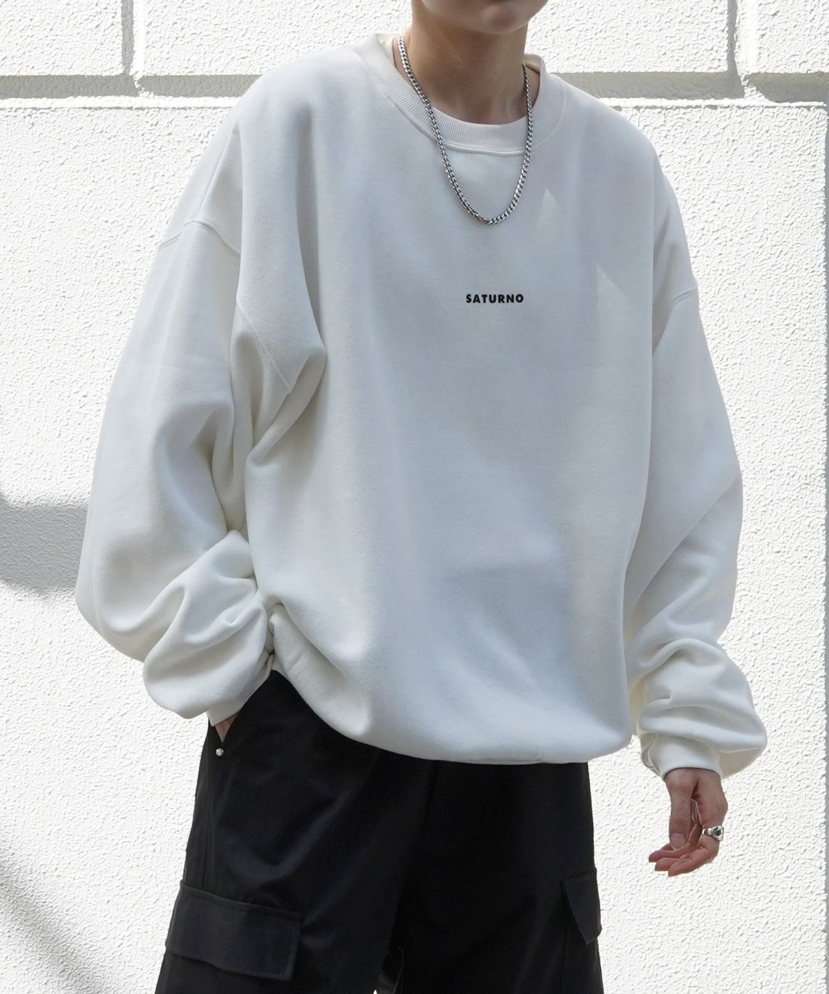 ワンポイントロゴ ビッグシルエット 裏起毛プルオーバースウェット