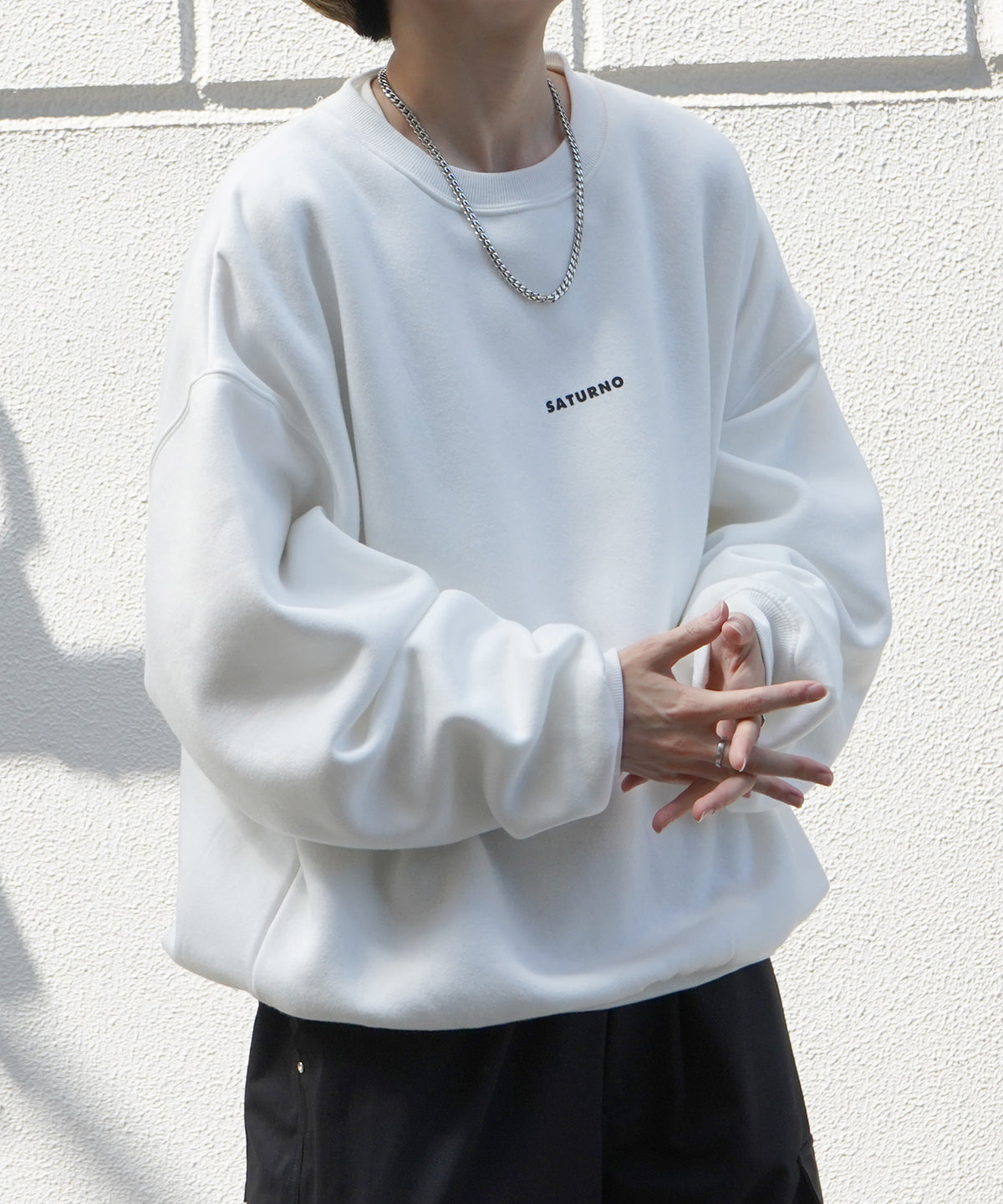 ワンポイントロゴ ビッグシルエット 裏起毛プルオーバースウェット