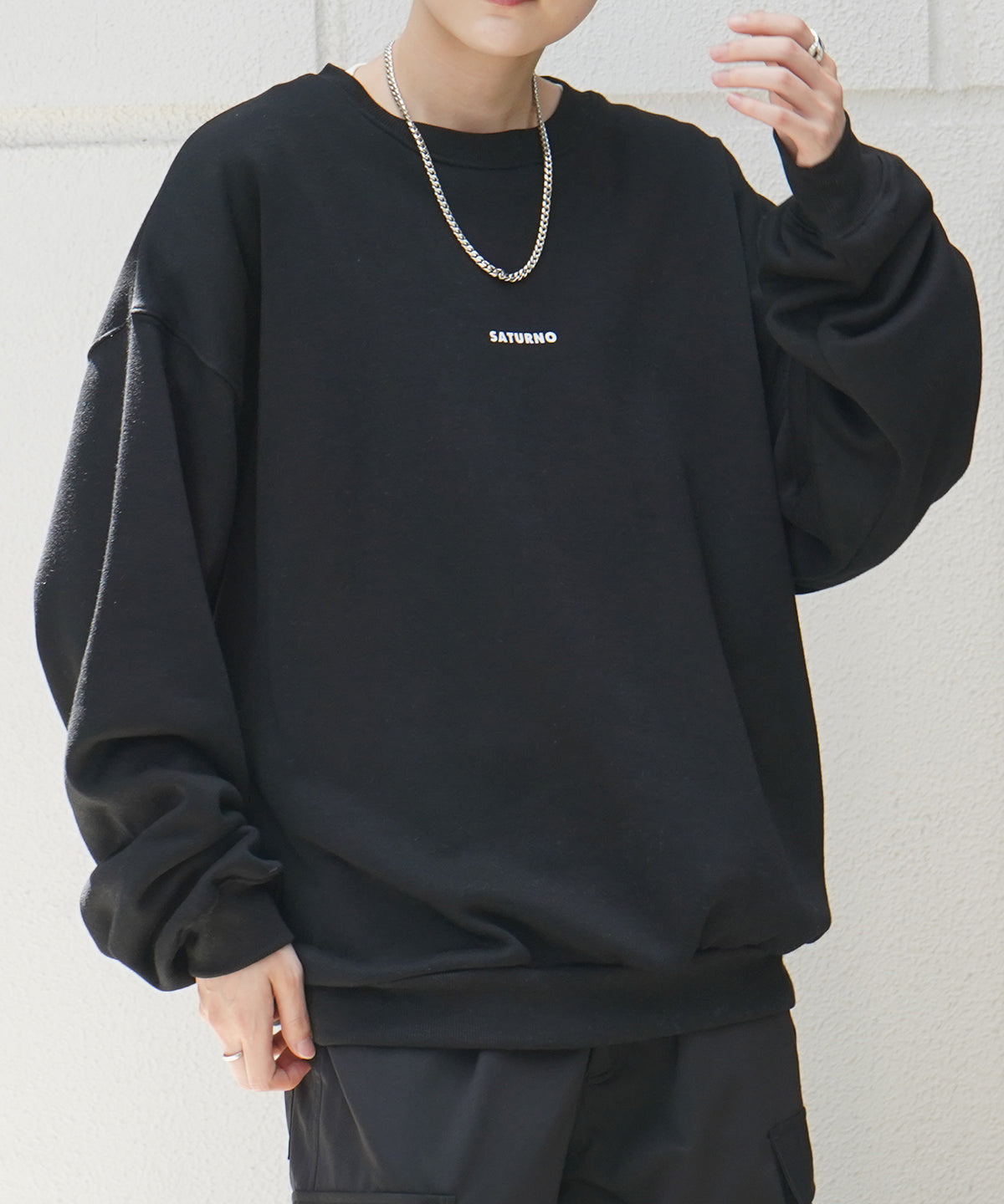 ワンポイントロゴ ビッグシルエット 裏起毛プルオーバースウェット