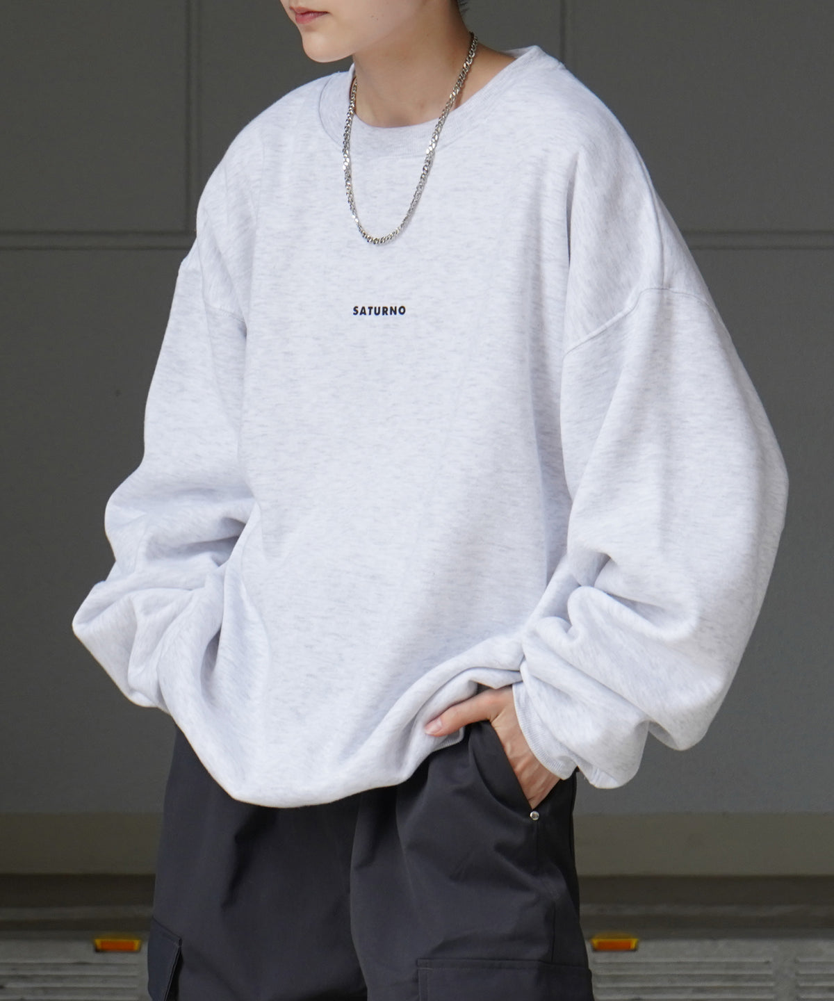 ワンポイントロゴ ビッグシルエット 裏起毛プルオーバースウェット