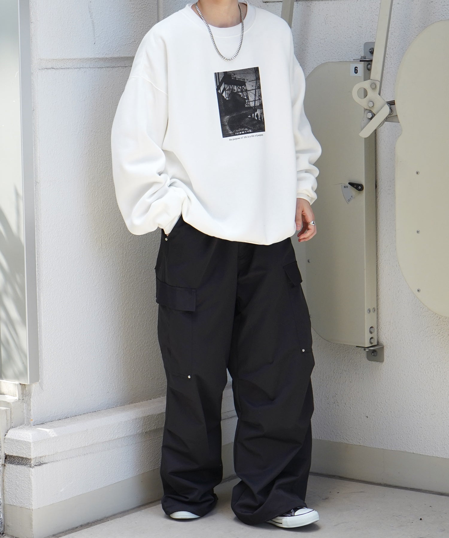 フォトプリント ビッグシルエット 裏起毛プルオーバースウェット