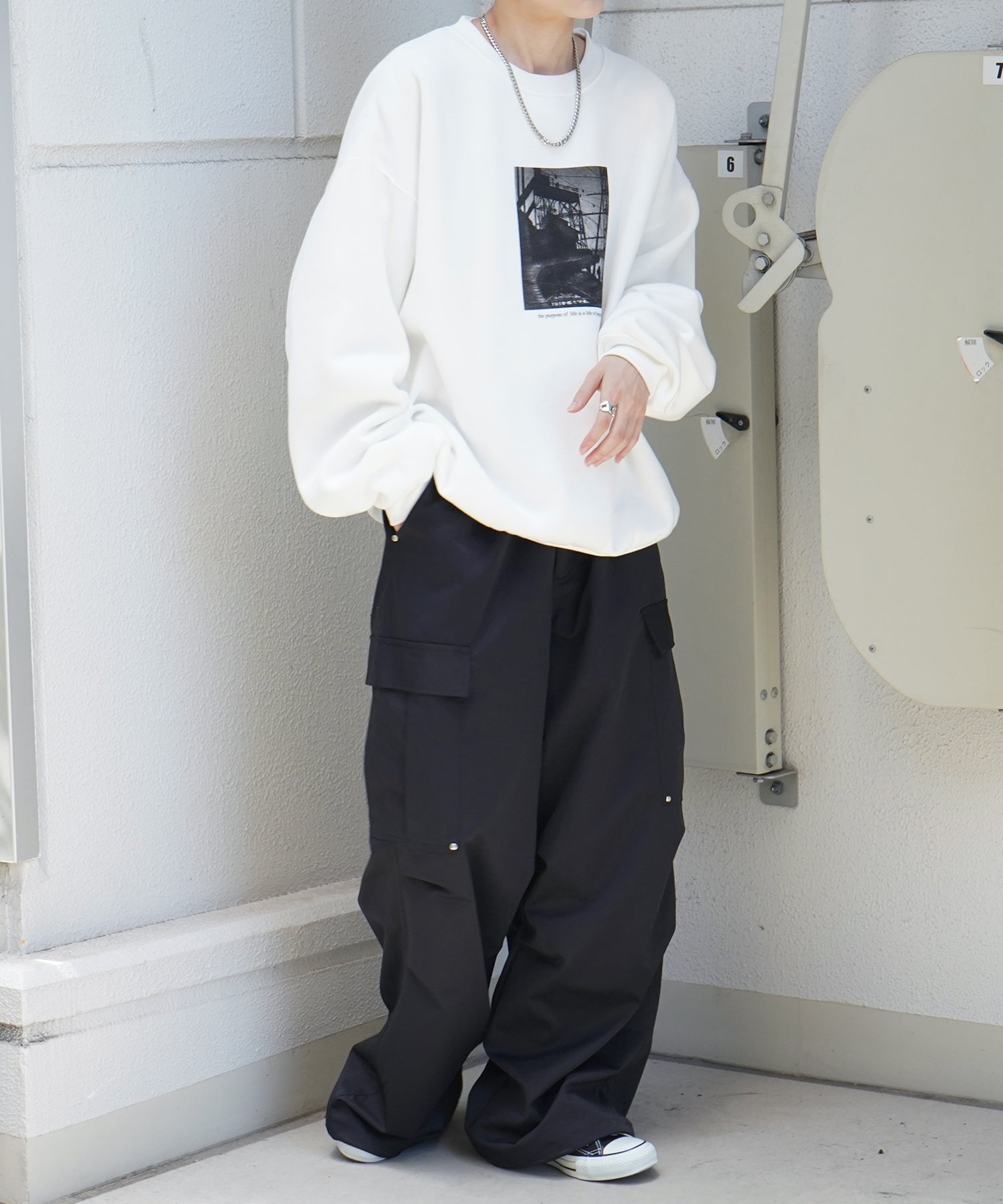 フォトプリント ビッグシルエット 裏起毛プルオーバースウェット