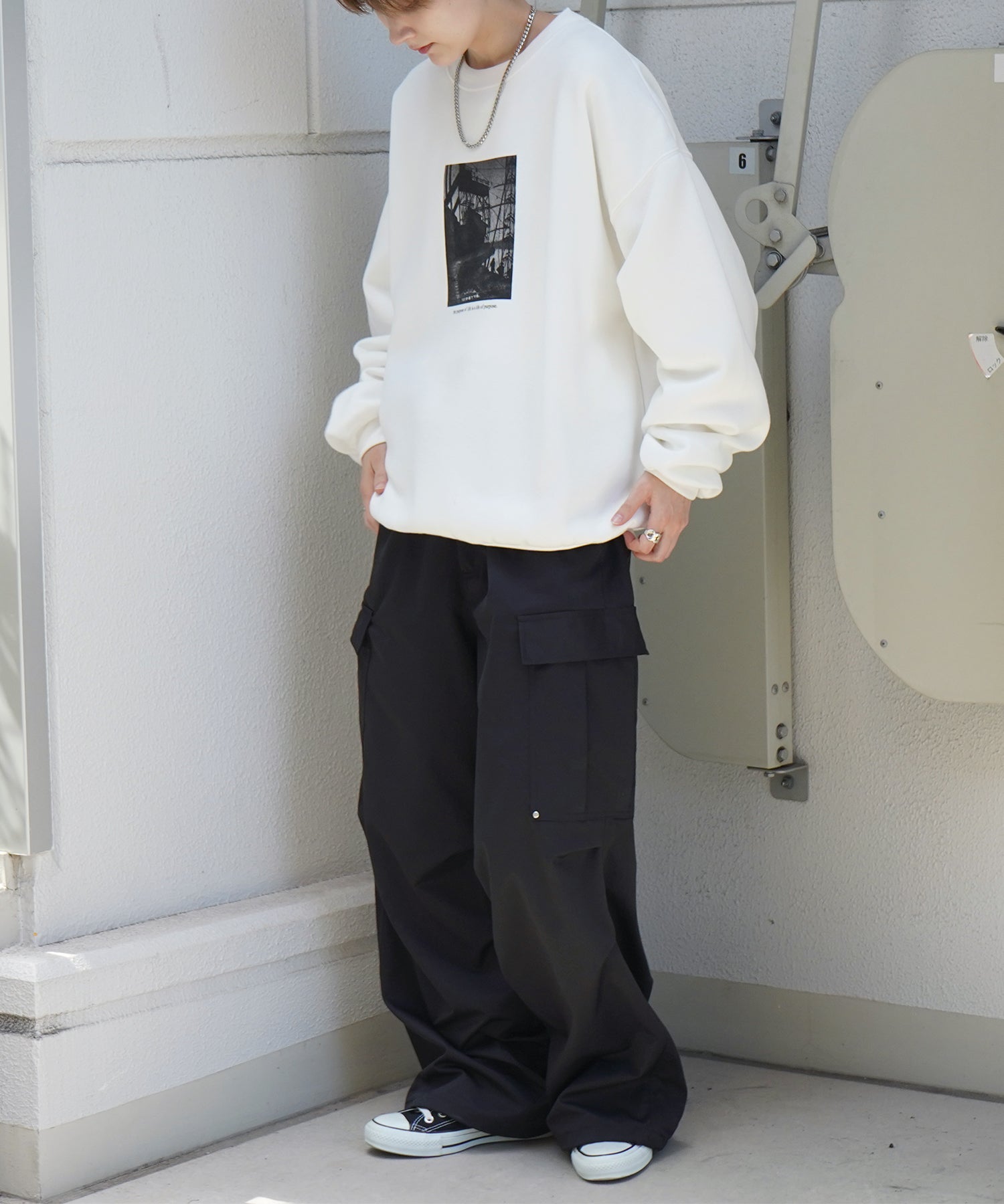 フォトプリント ビッグシルエット 裏起毛プルオーバースウェット