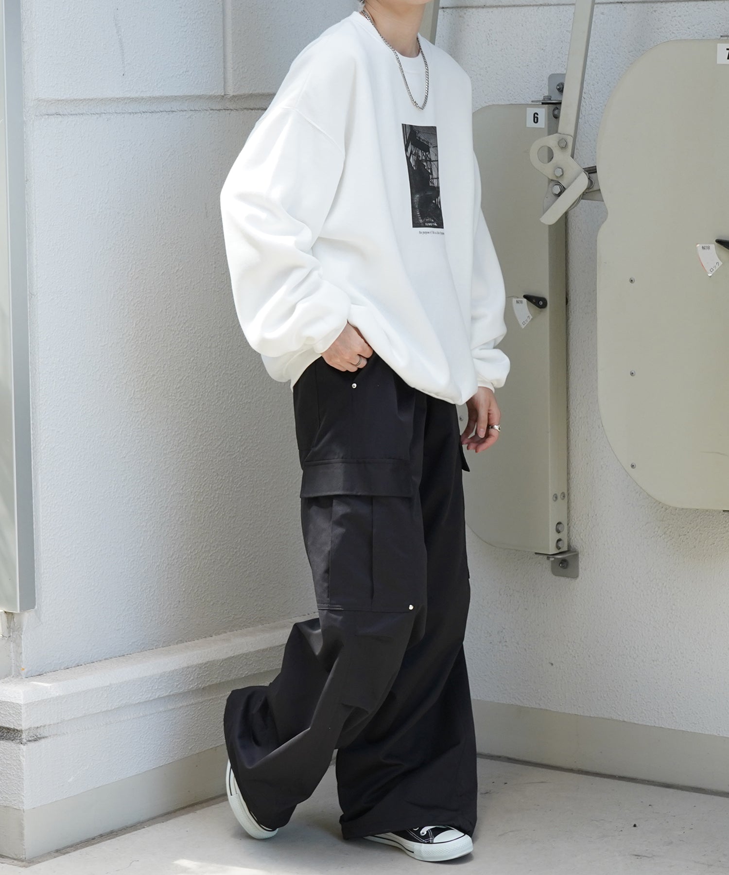 フォトプリント ビッグシルエット 裏起毛プルオーバースウェット