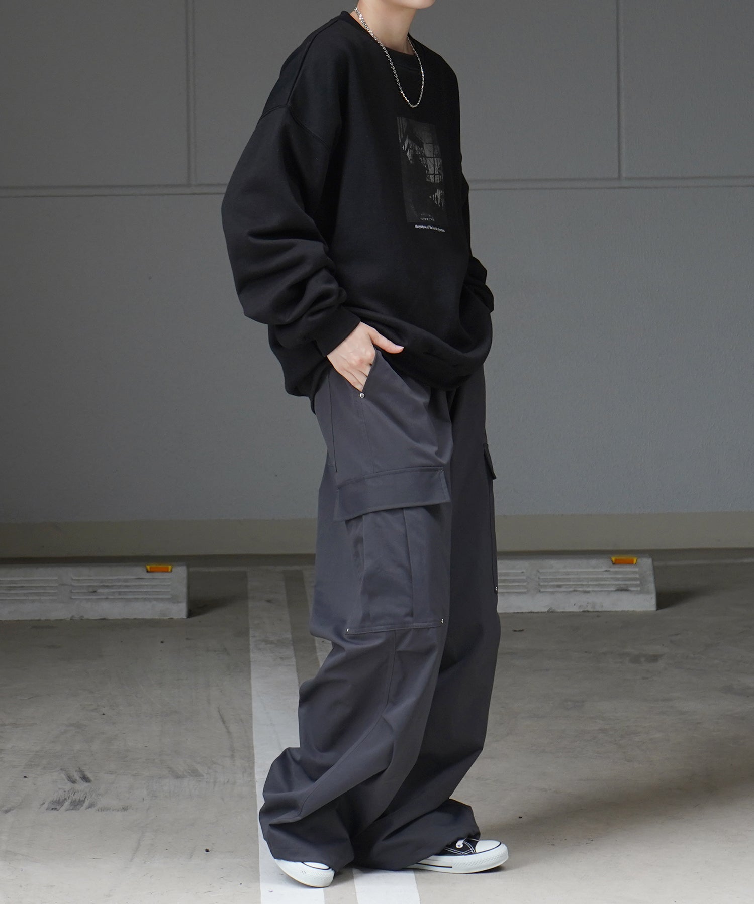 フォトプリント ビッグシルエット 裏起毛プルオーバースウェット