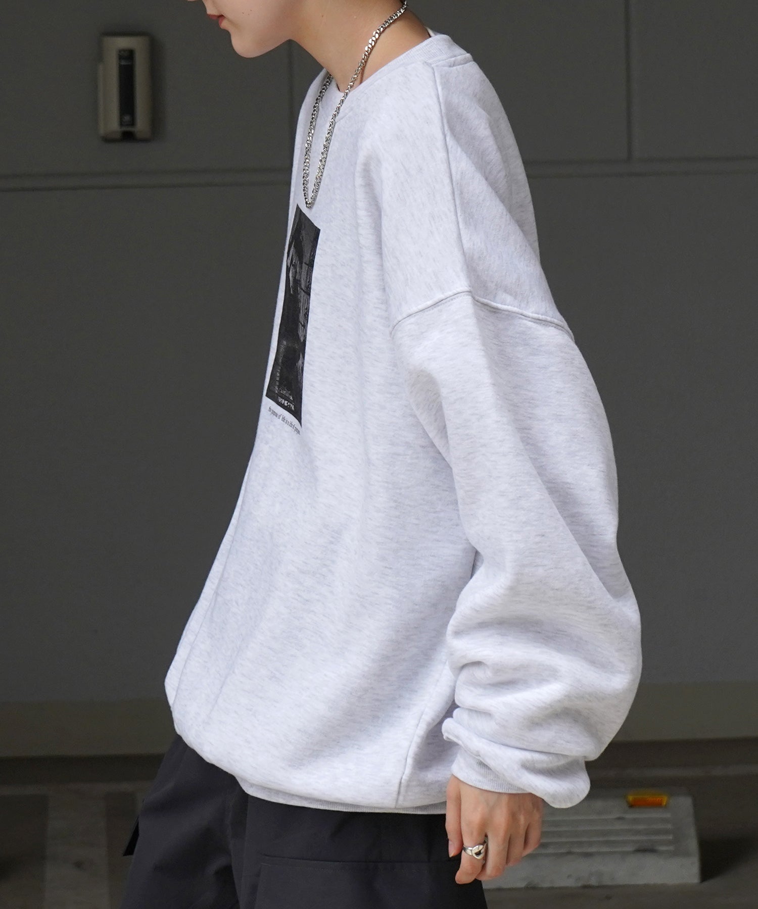フォトプリント ビッグシルエット 裏起毛プルオーバースウェット