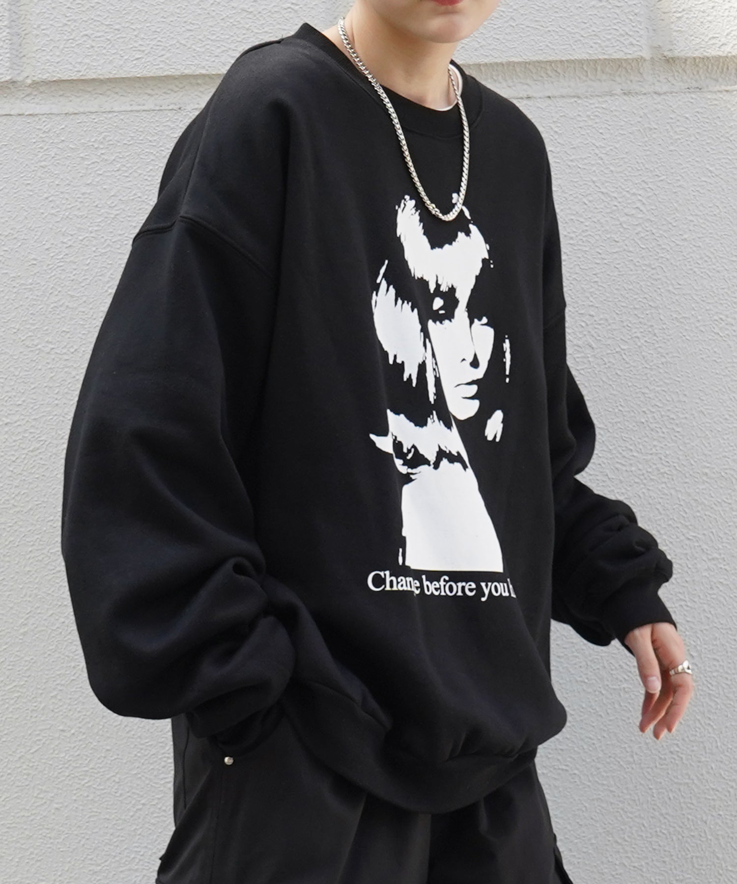 Shadowガールプリント ビッグシルエット 裏起毛プルオーバースウェット