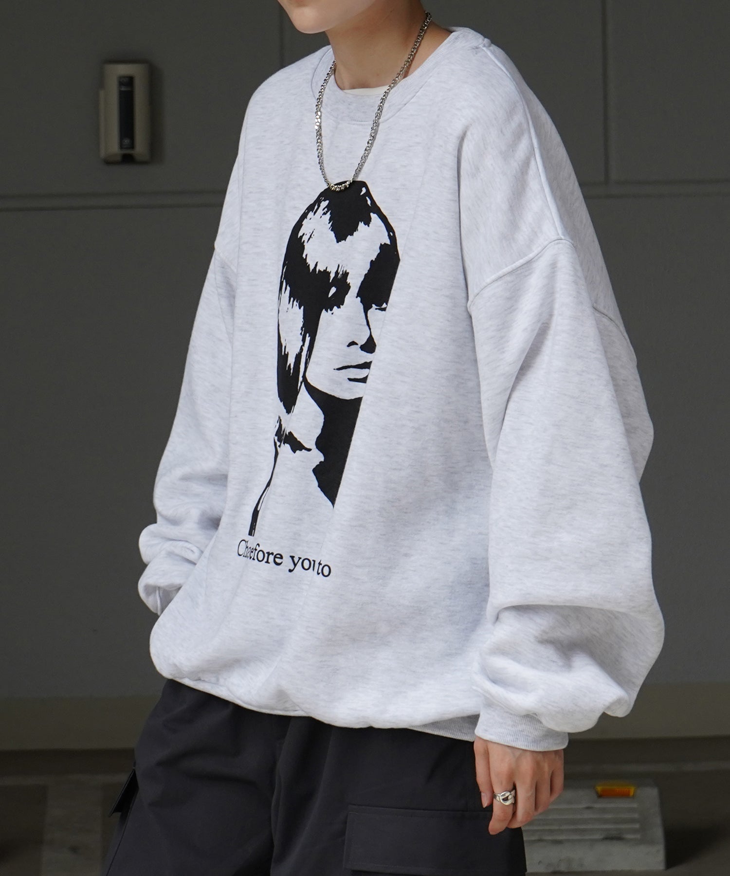 Shadowガールプリント ビッグシルエット 裏起毛プルオーバースウェット