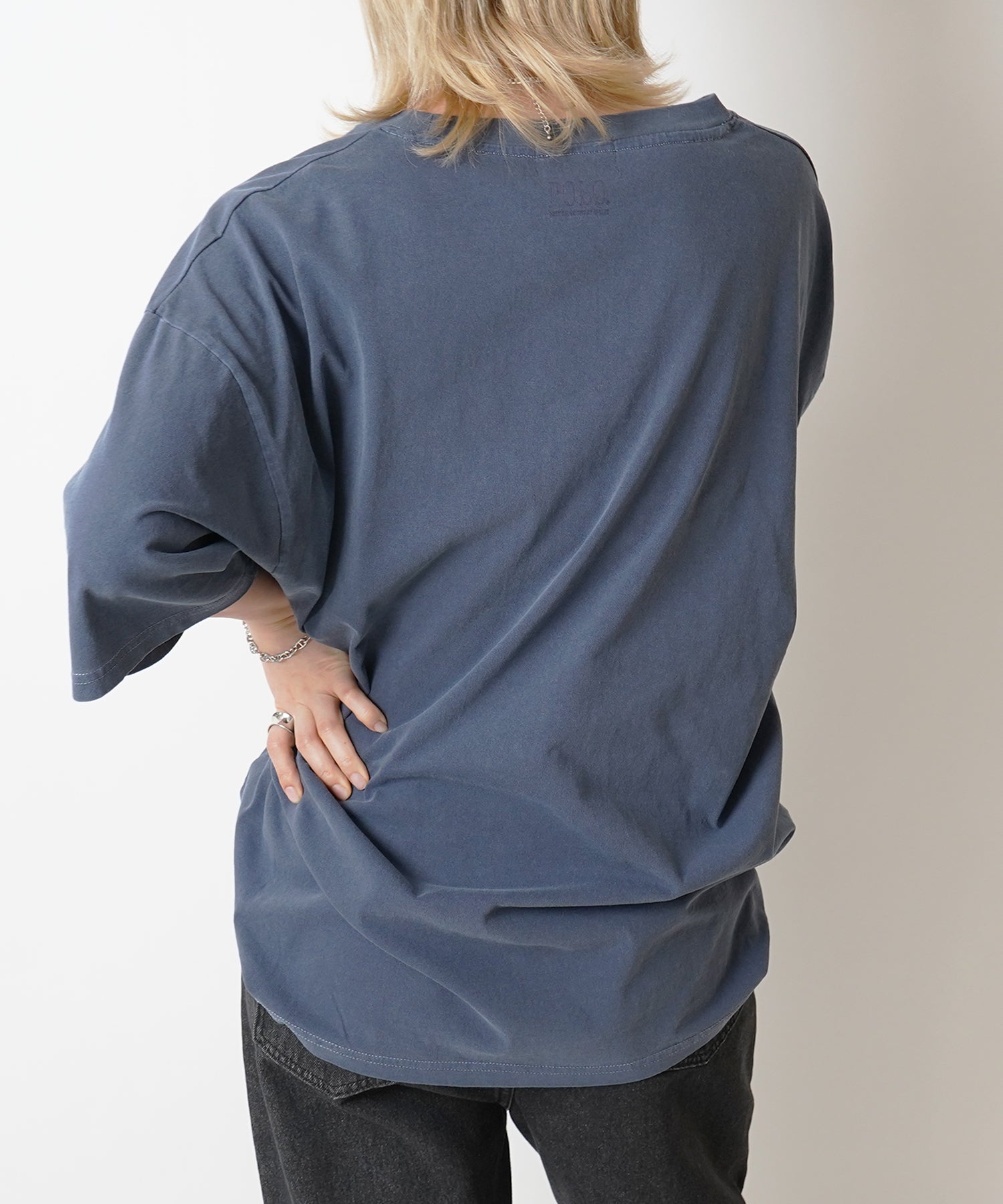 【POLO BCS】別注 ワンポイント刺繍 ピグメント加工 ビッグシルエット半袖Tシャツ