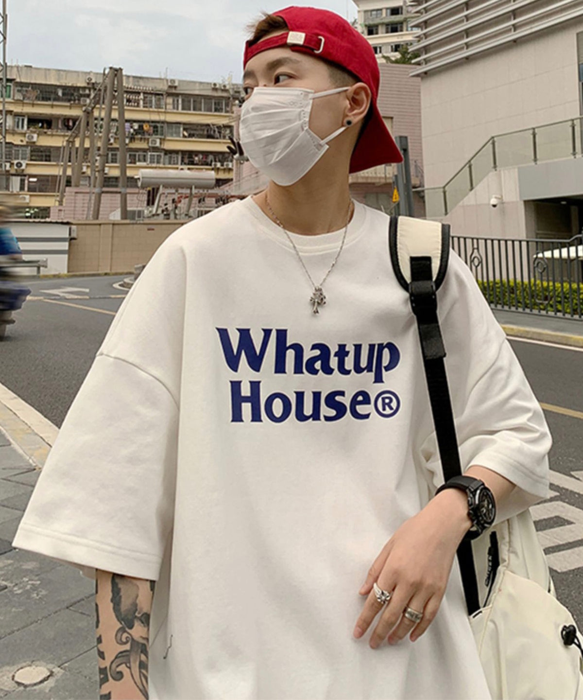 韓国ストリート ビッグシルエット ロゴプリントTシャツ