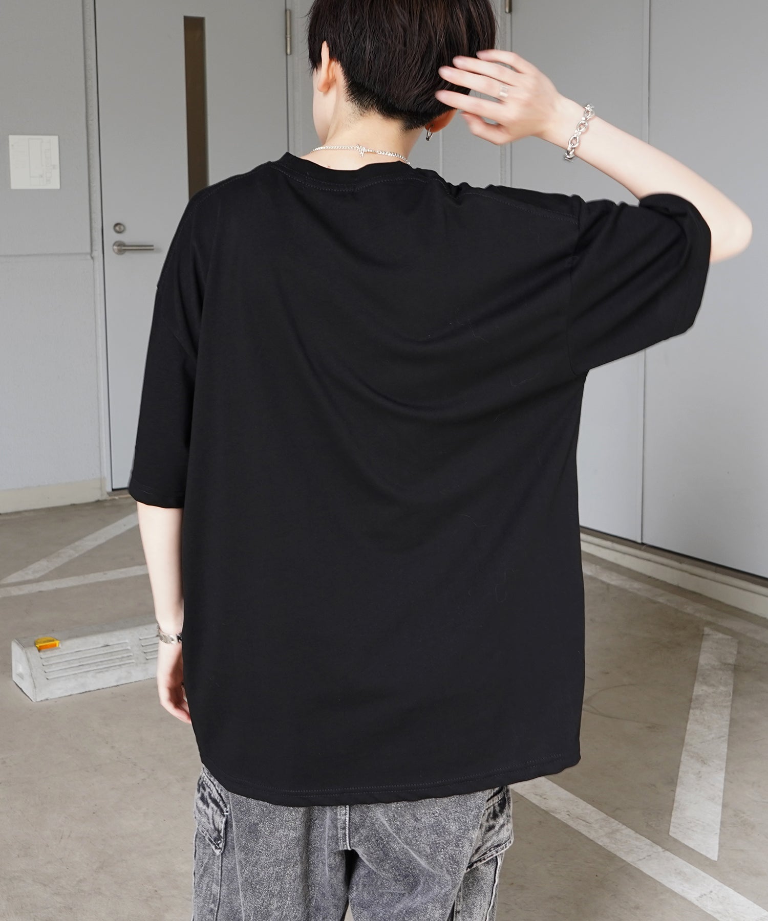 韓国ストリート ビッグシルエット カレッジプリントTシャツ