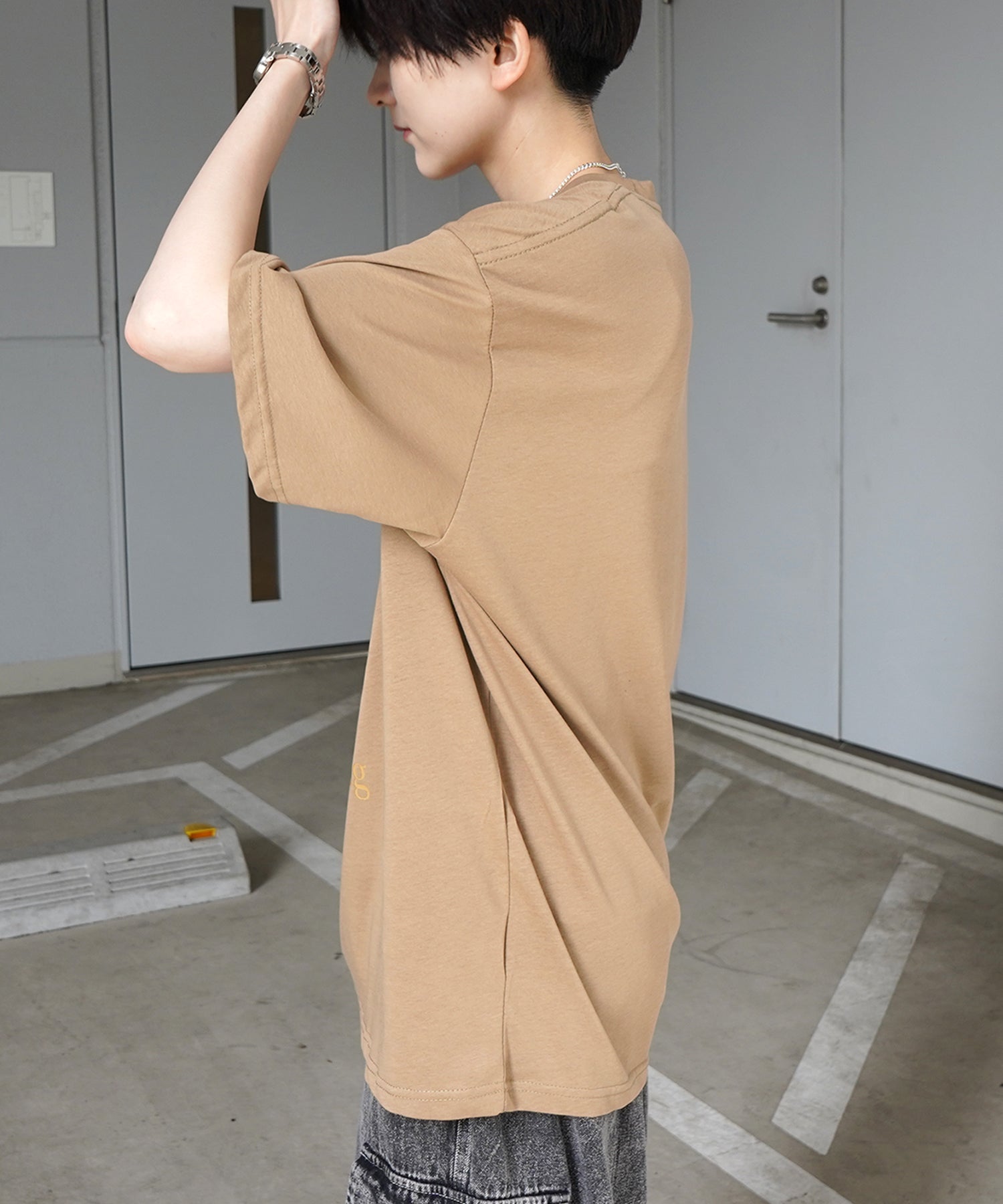 韓国ストリート ビッグシルエット カレッジプリントTシャツ