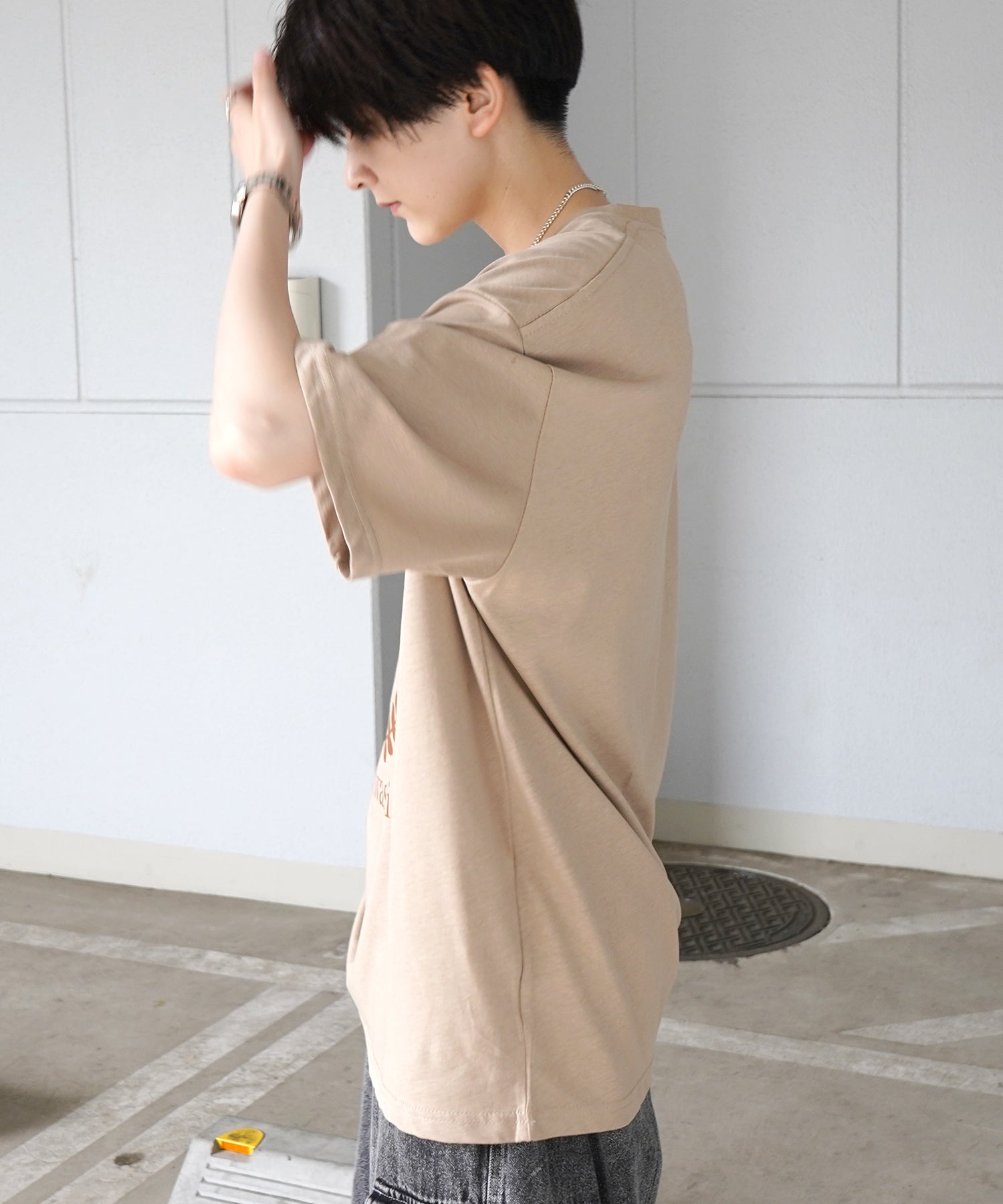 韓国ストリート ビッグシルエット カレッジプリントTシャツ