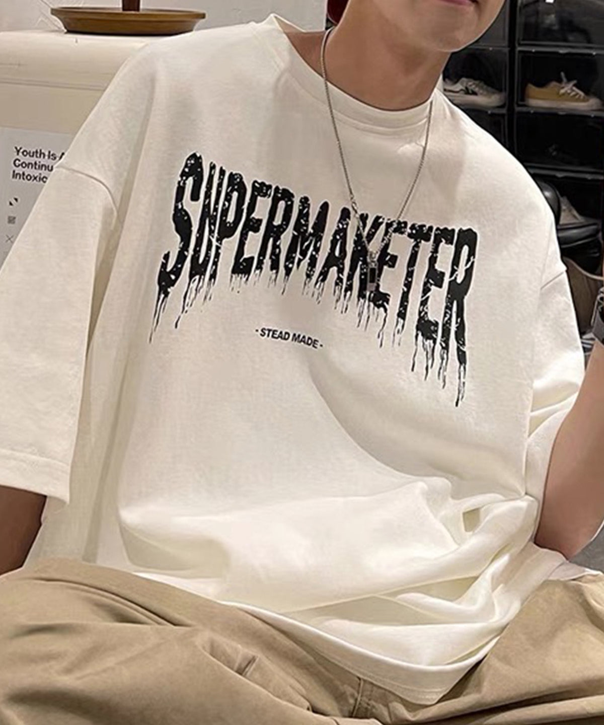 韓国ストリート ビッグシルエット ロゴプリントTシャツ