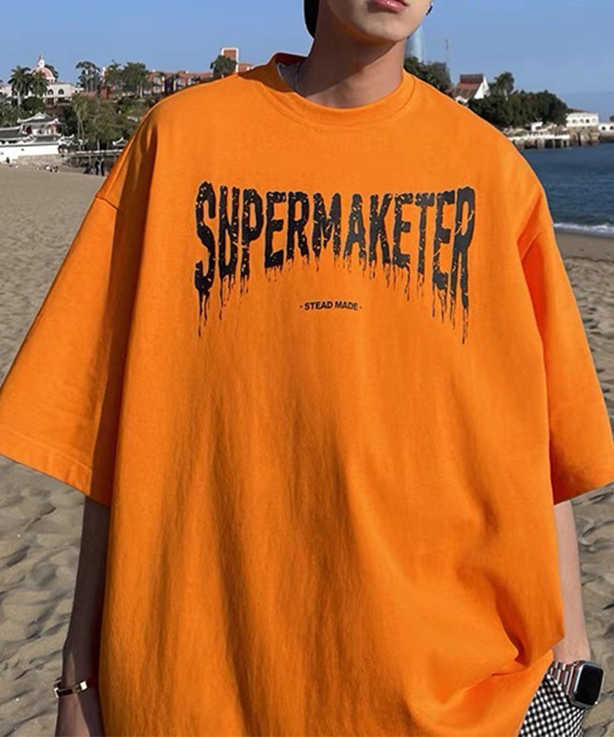 韓国ストリート ビッグシルエット ロゴプリントTシャツ