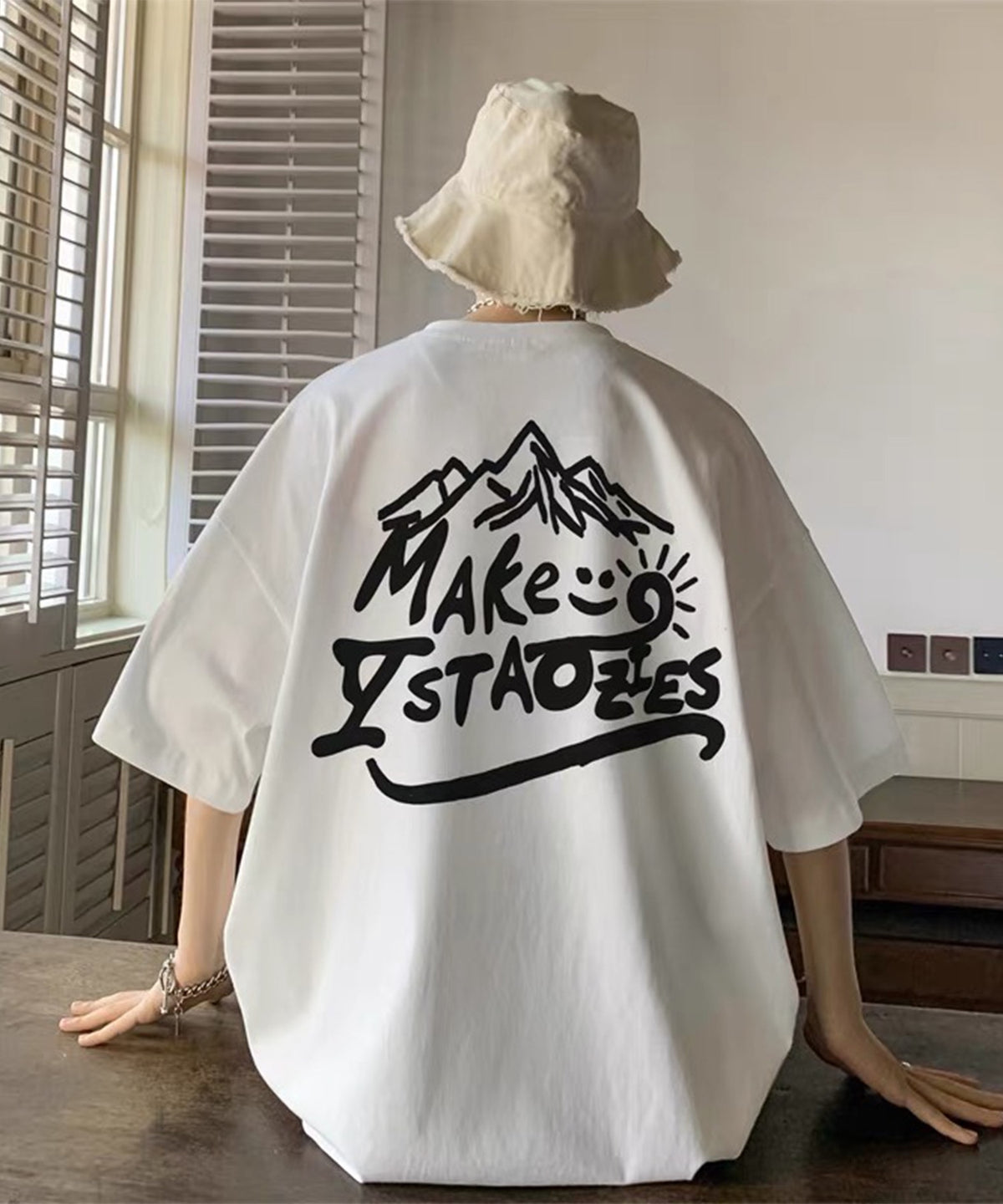 韓国ストリート ビッグシルエット バックプリントTシャツ