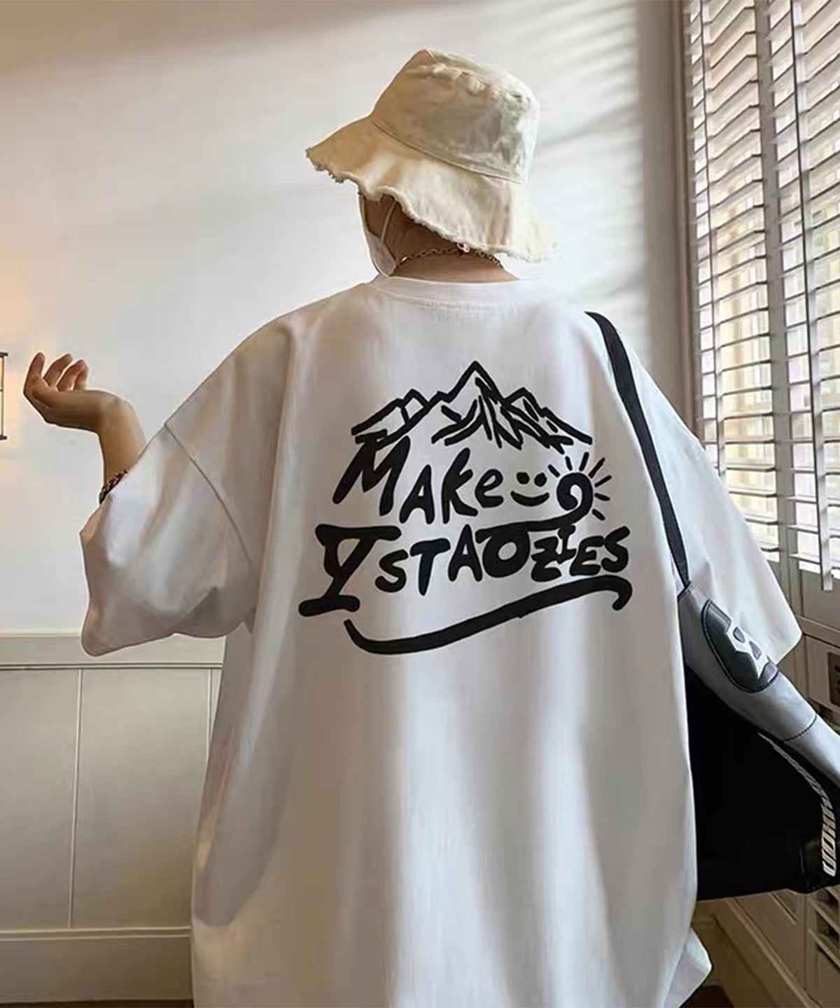 韓国ストリート ビッグシルエット バックプリントTシャツ