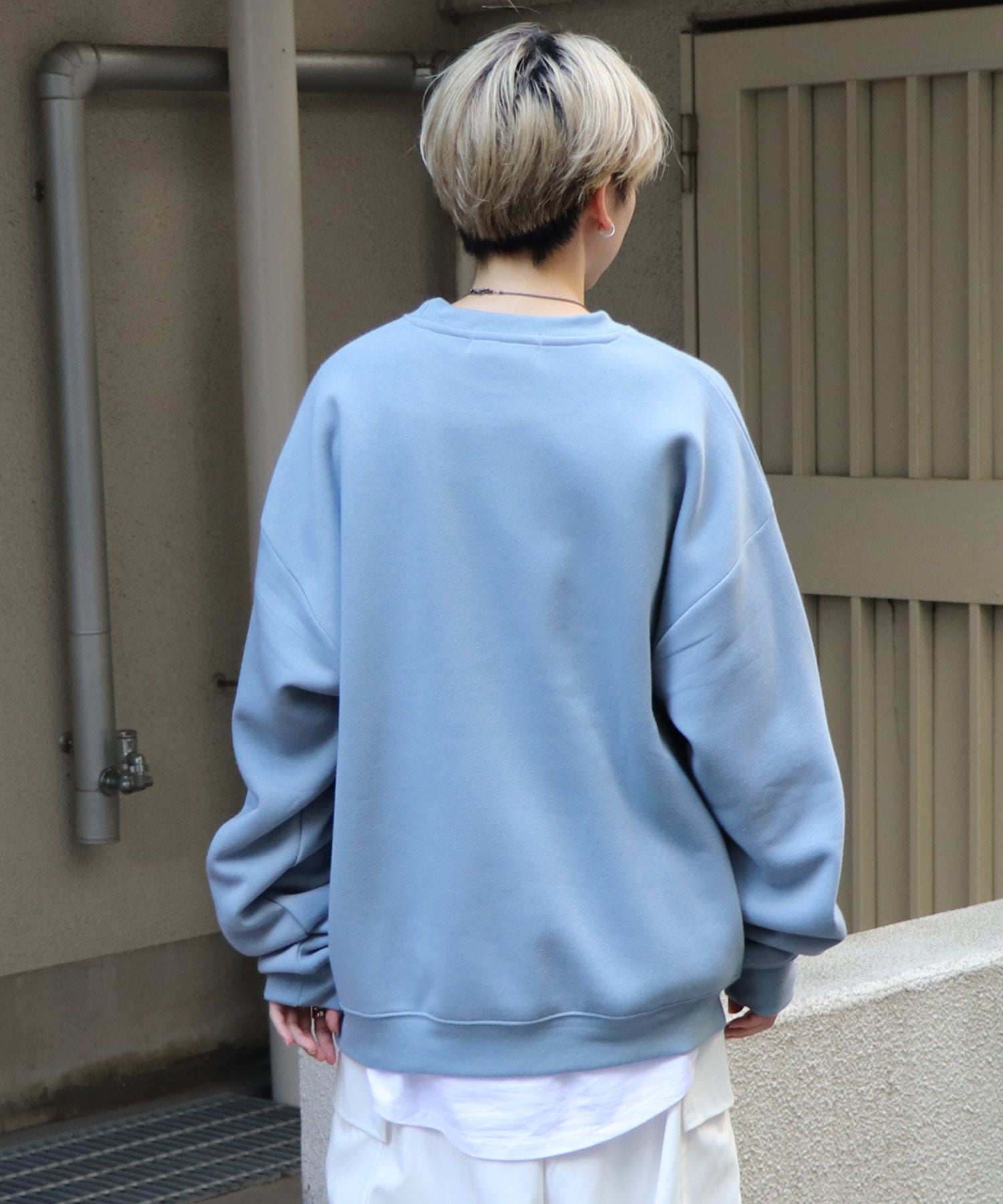 ウォーキング刺繡A ワンポイント刺繍ロゴ ビッグシルエット プルオーバースウェット