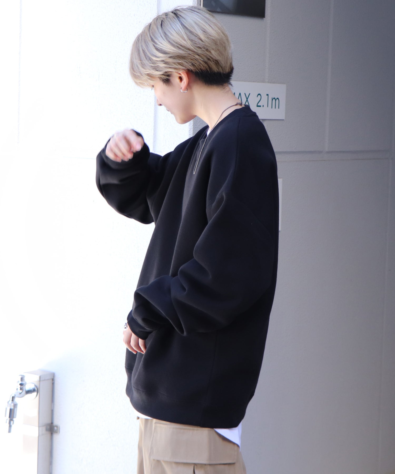 ウォーキング刺繡A ワンポイント刺繍ロゴ ビッグシルエット プルオーバースウェット