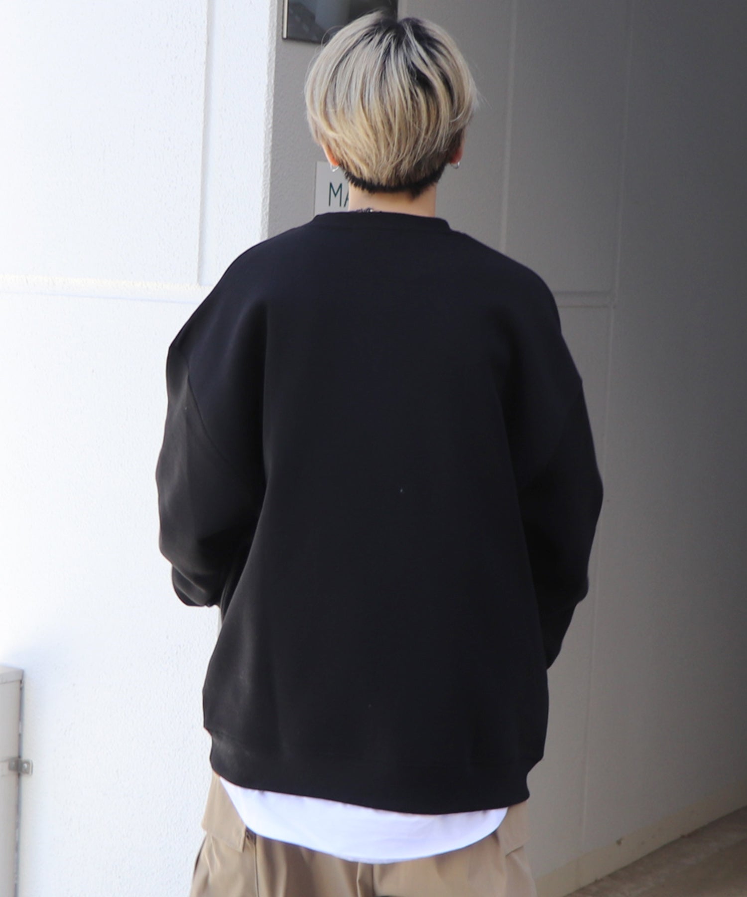 ウォーキング刺繡A ワンポイント刺繍ロゴ ビッグシルエット プルオーバースウェット