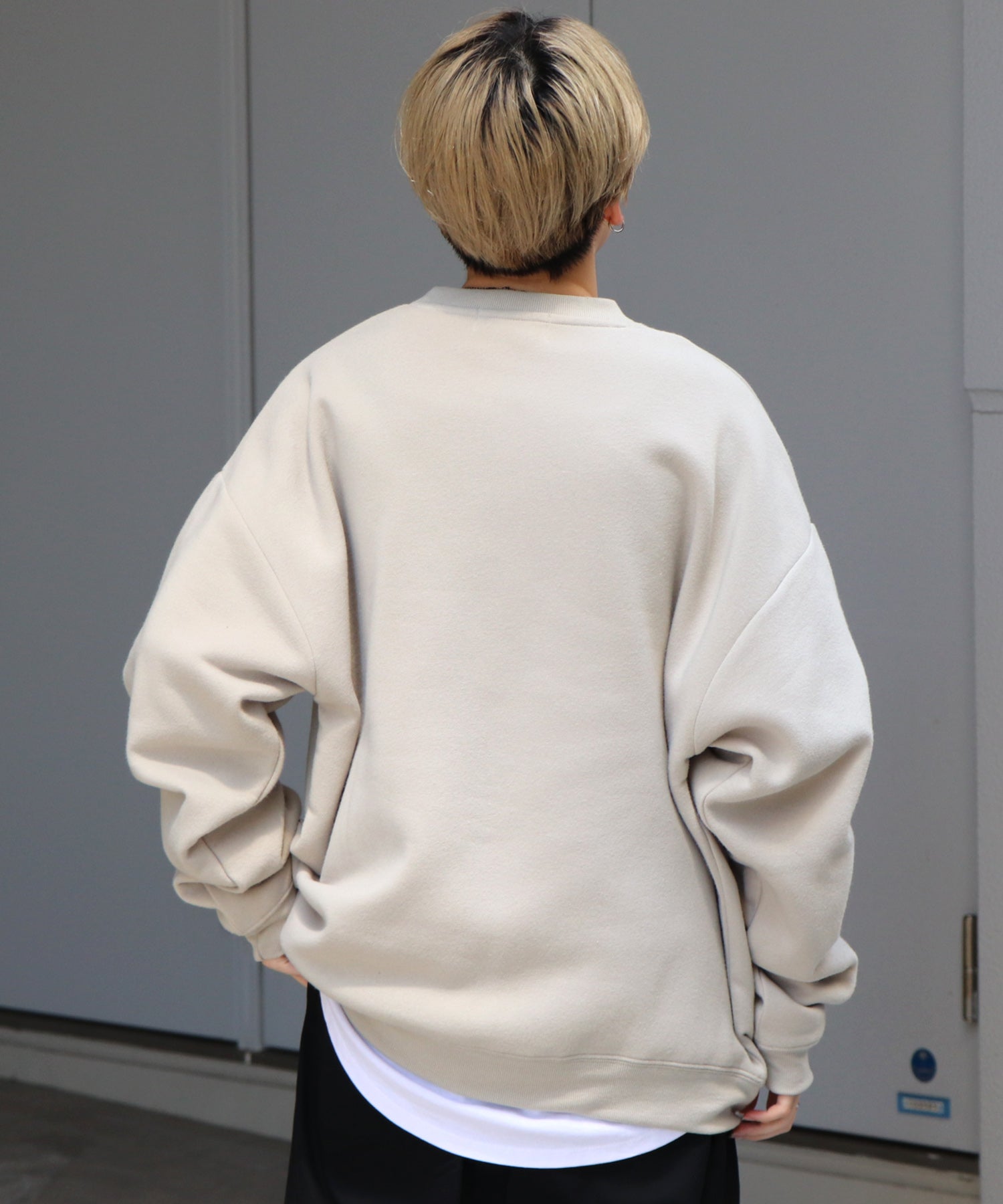 ウォーキング刺繡B ワンポイント刺繍ロゴ ビッグシルエット プルオーバースウェット