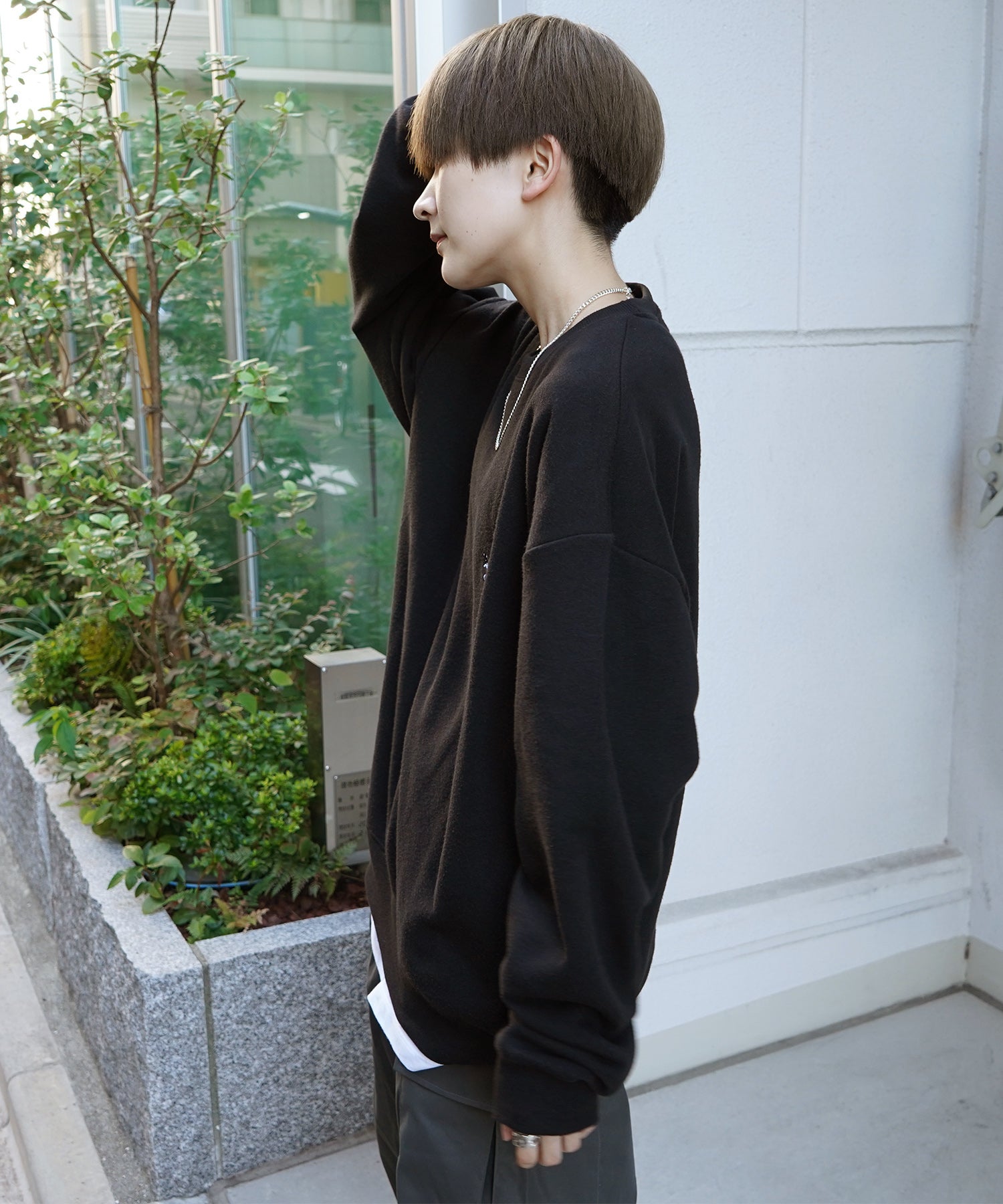 ウォーキング刺繡B ワンポイント刺繍ロゴ ビッグシルエット プルオーバースウェット