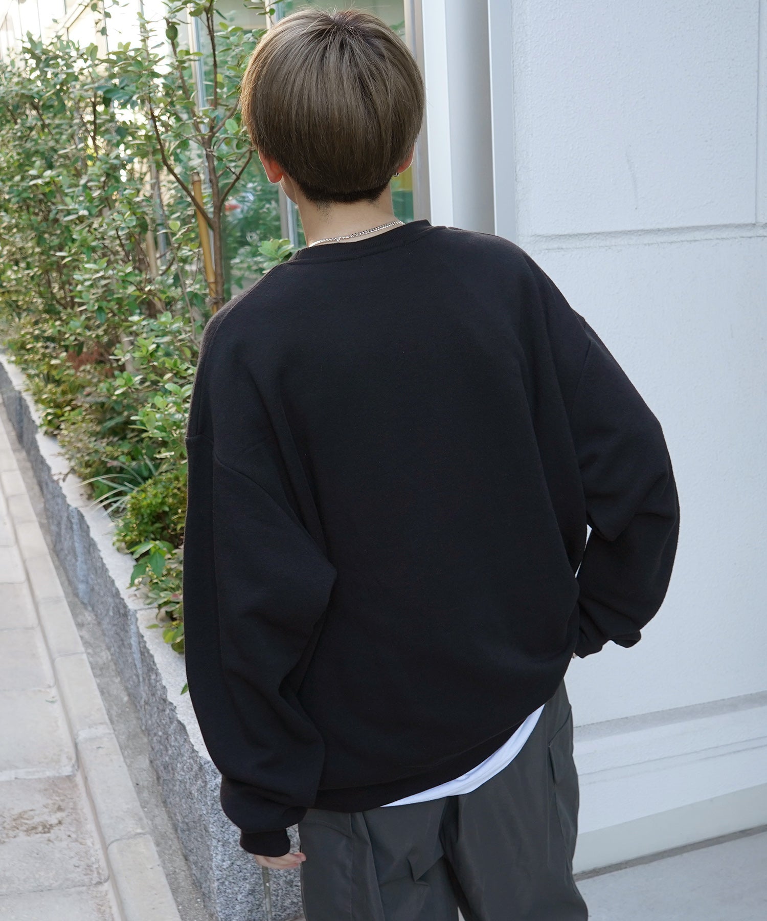 ウォーキング刺繡B ワンポイント刺繍ロゴ ビッグシルエット プルオーバースウェット