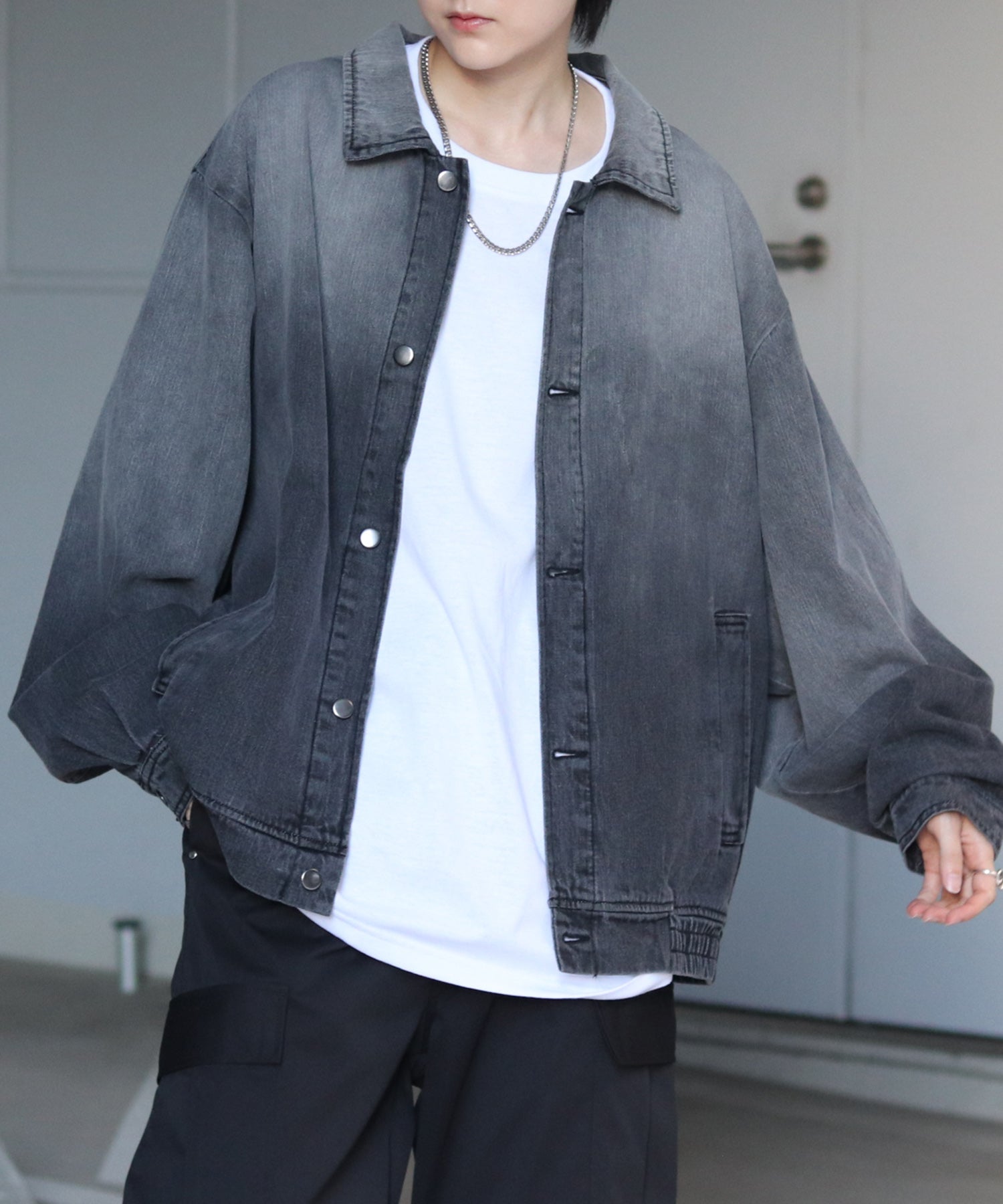 【新色追加】ビッグシルエット ヴィンテージライク ケミカルウォッシュ加工  ブルゾン デニムジャケット