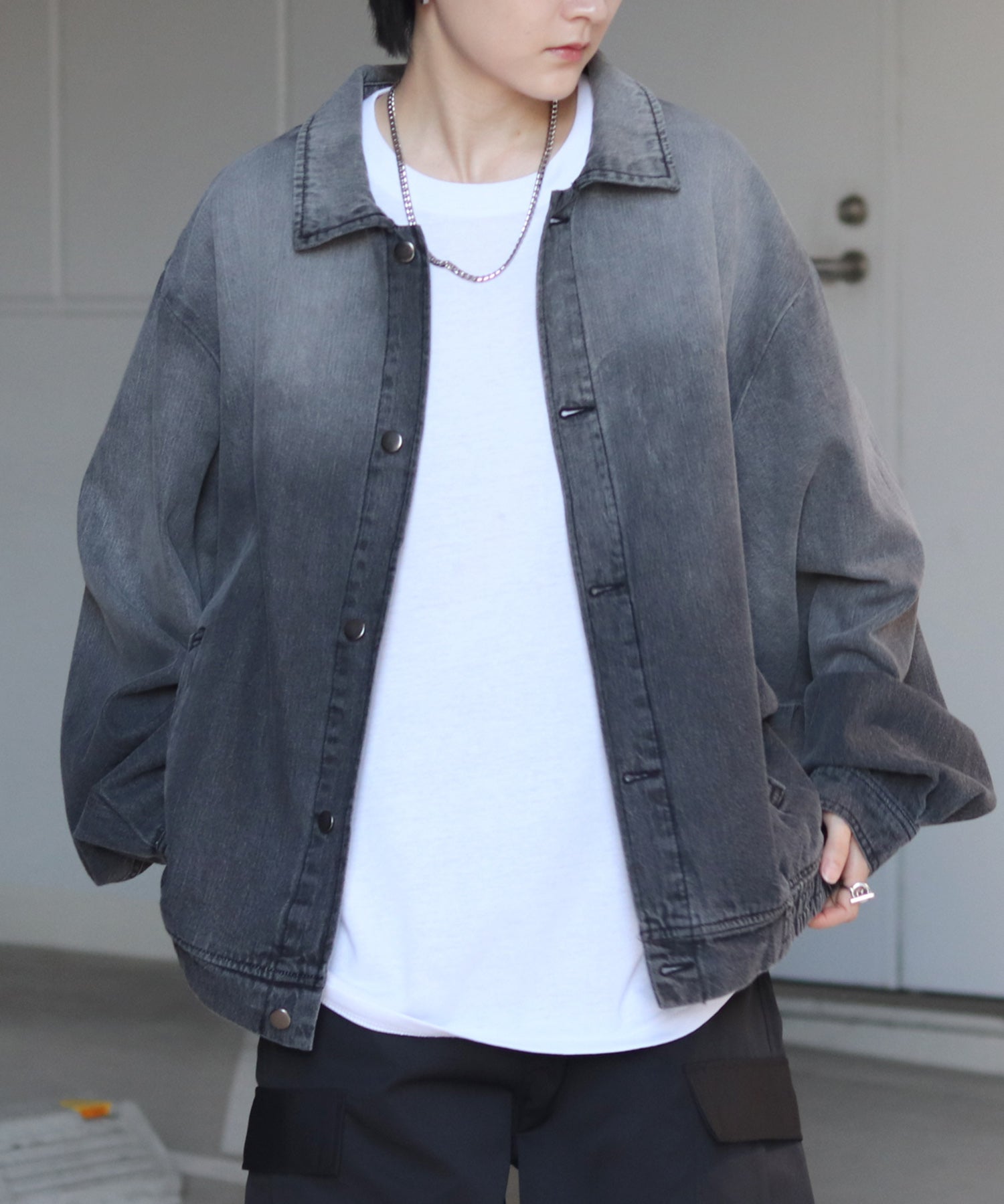 【新色追加】ビッグシルエット ヴィンテージライク ケミカルウォッシュ加工  ブルゾン デニムジャケット