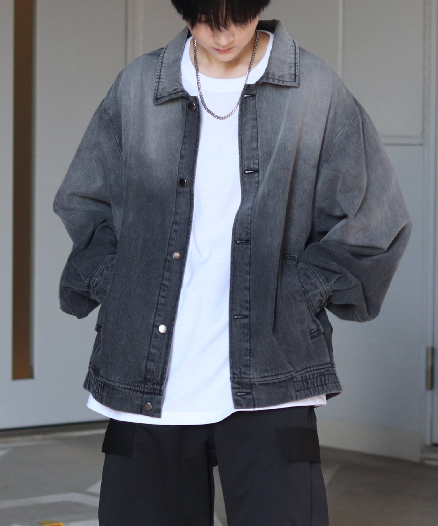 【新色追加】ビッグシルエット ヴィンテージライク ケミカルウォッシュ加工  ブルゾン デニムジャケット