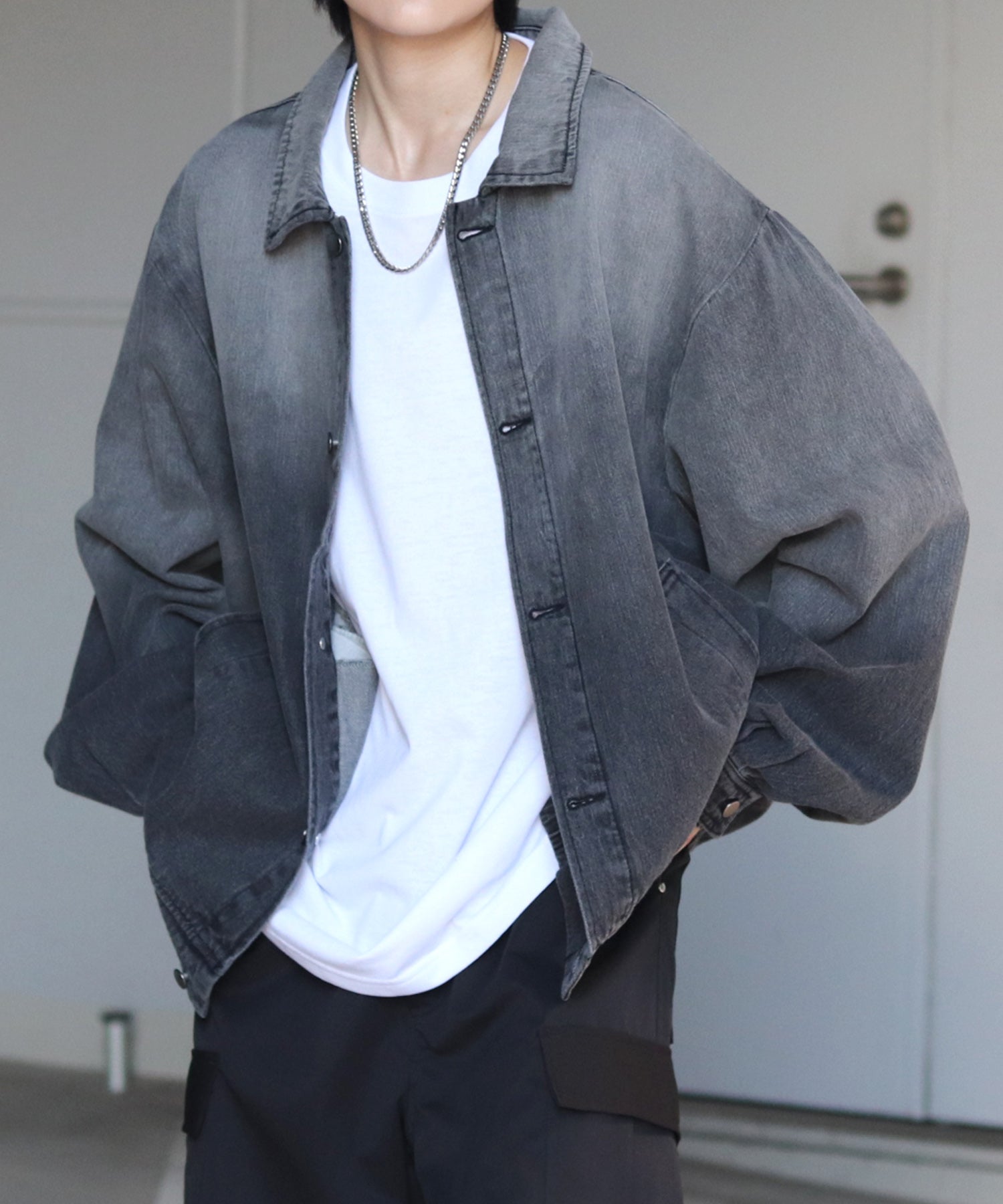 【新色追加】ビッグシルエット ヴィンテージライク ケミカルウォッシュ加工  ブルゾン デニムジャケット