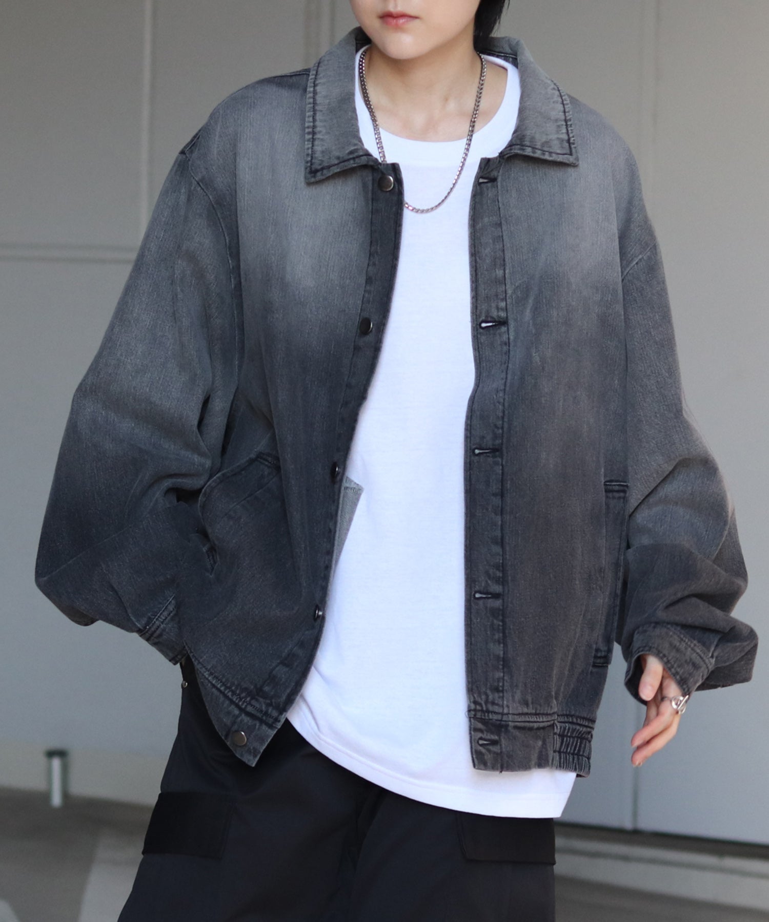 【新色追加】ビッグシルエット ヴィンテージライク ケミカルウォッシュ加工  ブルゾン デニムジャケット