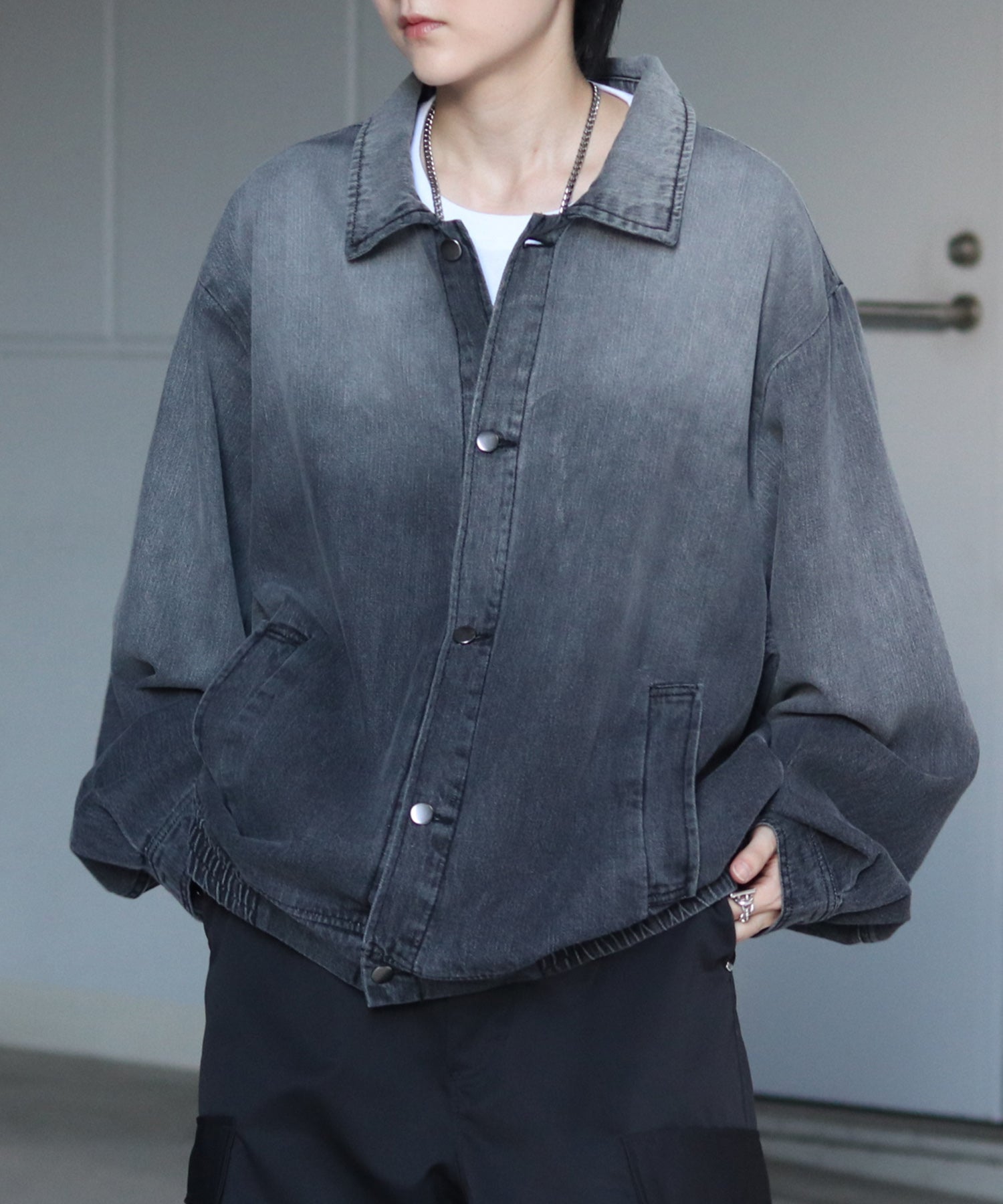 【新色追加】ビッグシルエット ヴィンテージライク ケミカルウォッシュ加工  ブルゾン デニムジャケット