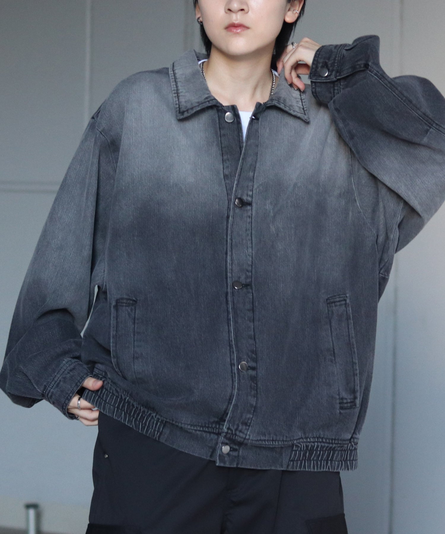 【新色追加】ビッグシルエット ヴィンテージライク ケミカルウォッシュ加工  ブルゾン デニムジャケット