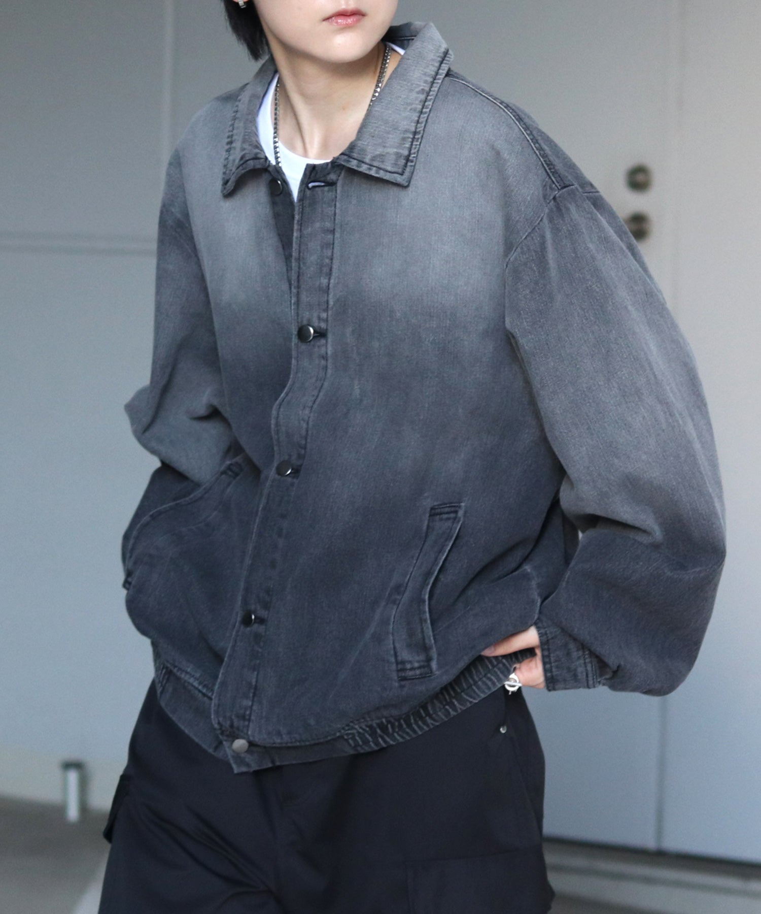 【新色追加】ビッグシルエット ヴィンテージライク ケミカルウォッシュ加工  ブルゾン デニムジャケット