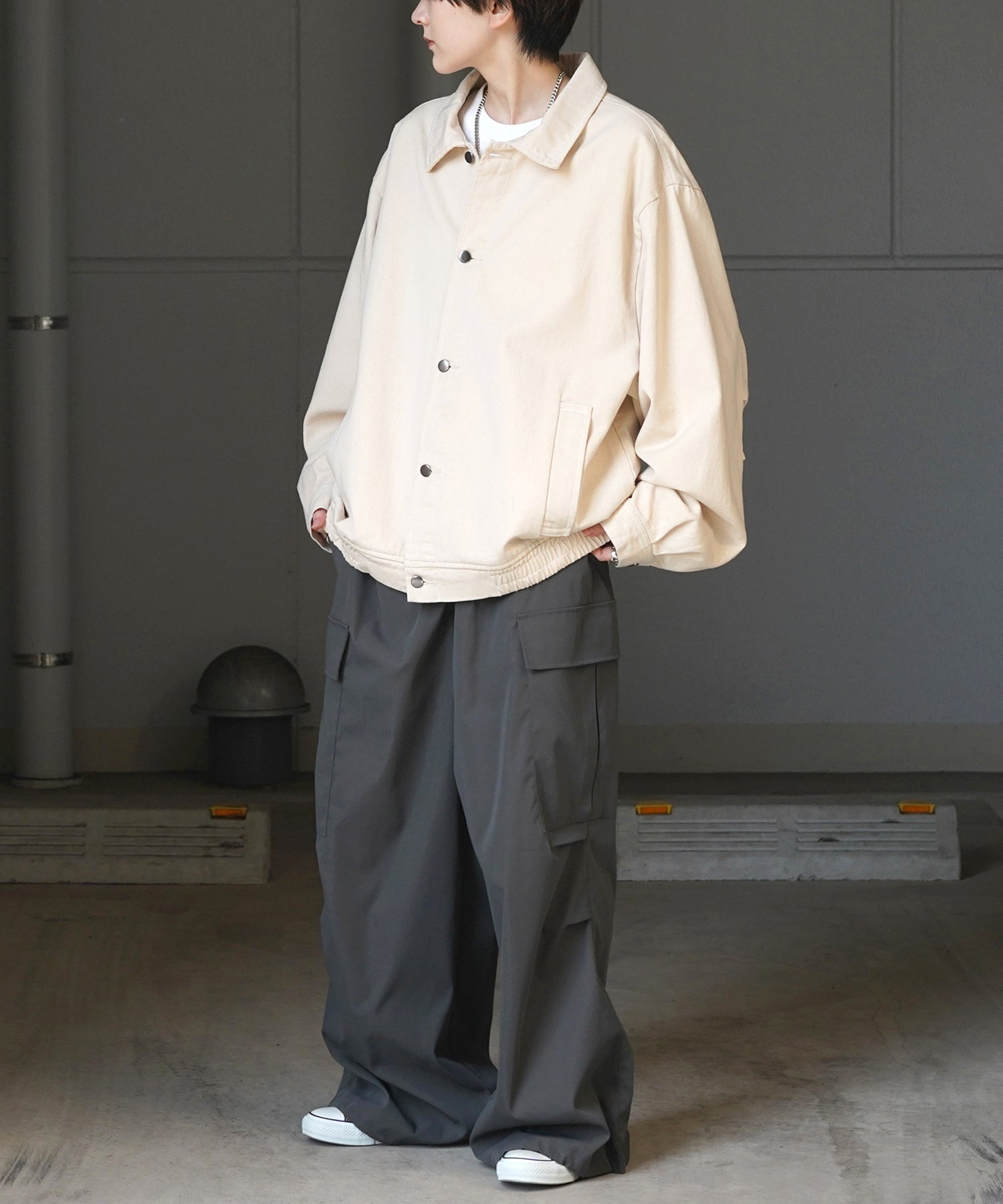 【新色追加】ビッグシルエット ヴィンテージライク ケミカルウォッシュ加工  ブルゾン デニムジャケット